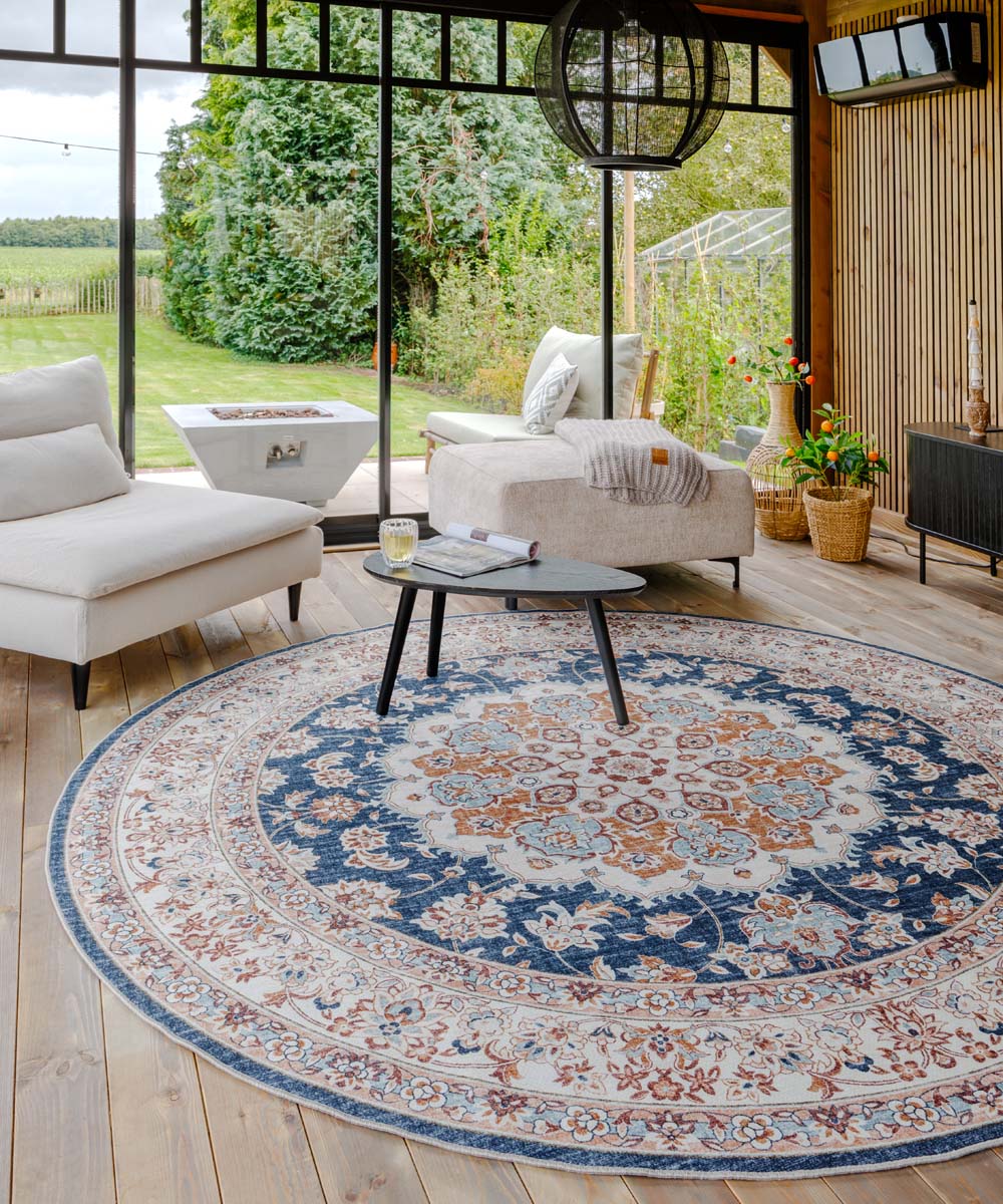 Heritaged Rond Vintage buitenkleed - Valenca Nova goud|blauw - 230 cm - Image 2