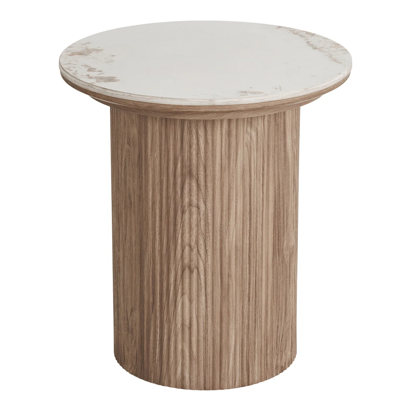 House Nordic - Bijzettafel Keramisch Wit|Bruin - Ø45x50cm - Athens