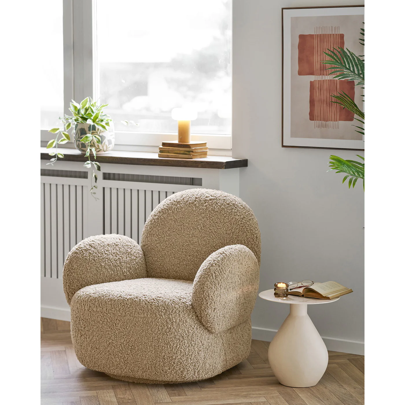 House Nordic - Bijzettafel Off-White Metaal - Ø36x40cm - Calais - Image 6