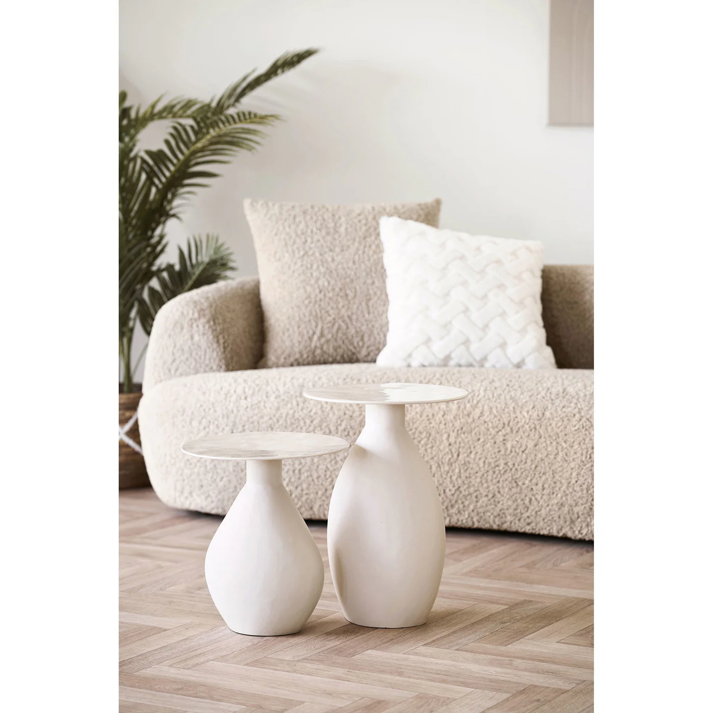 House Nordic - Bijzettafel Off-White Metaal - Ø36x50cm - Calais - Image 2