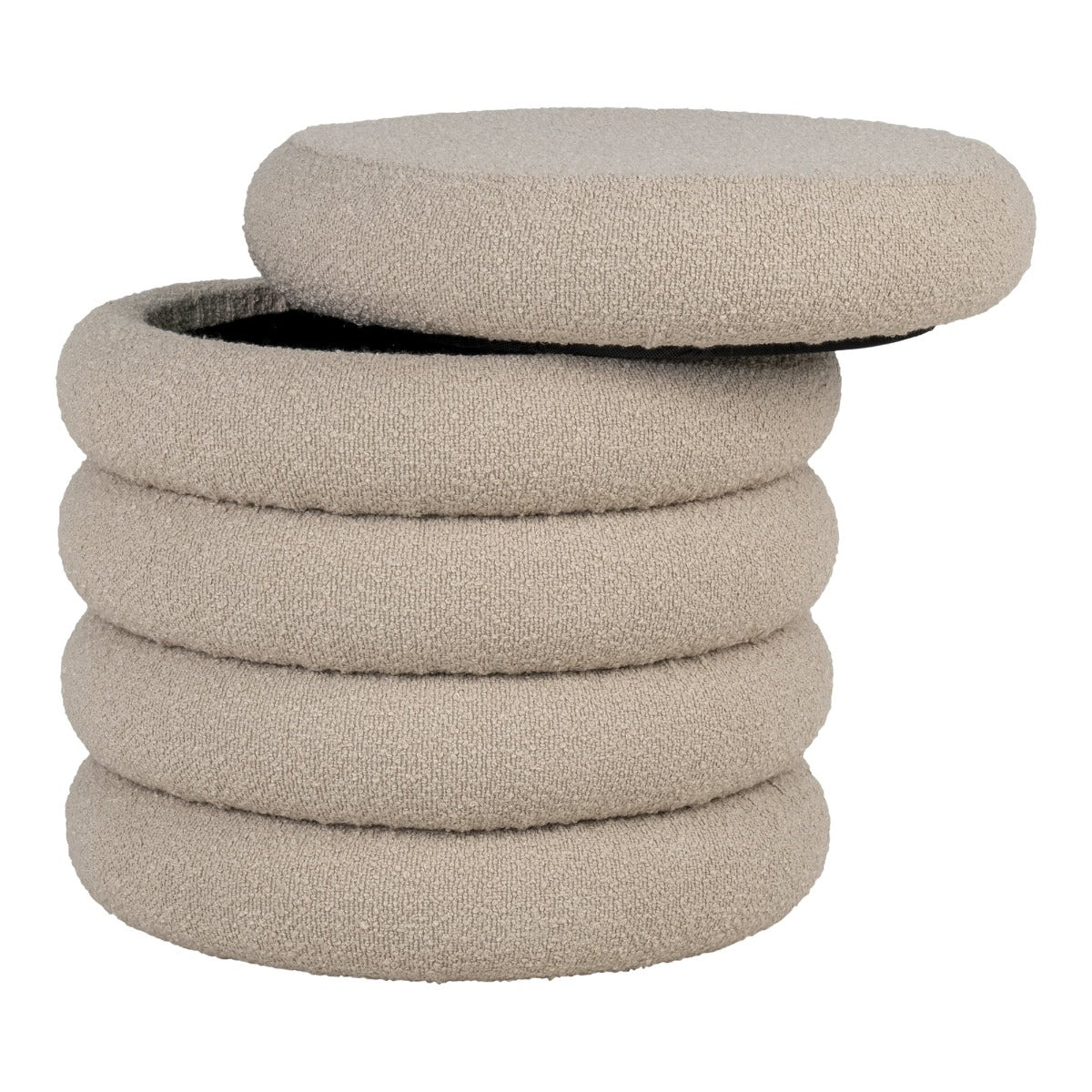 House Nordic - Poef Beige Bouclé - Incl. Opbergruimte - Brooklyn - Image 4