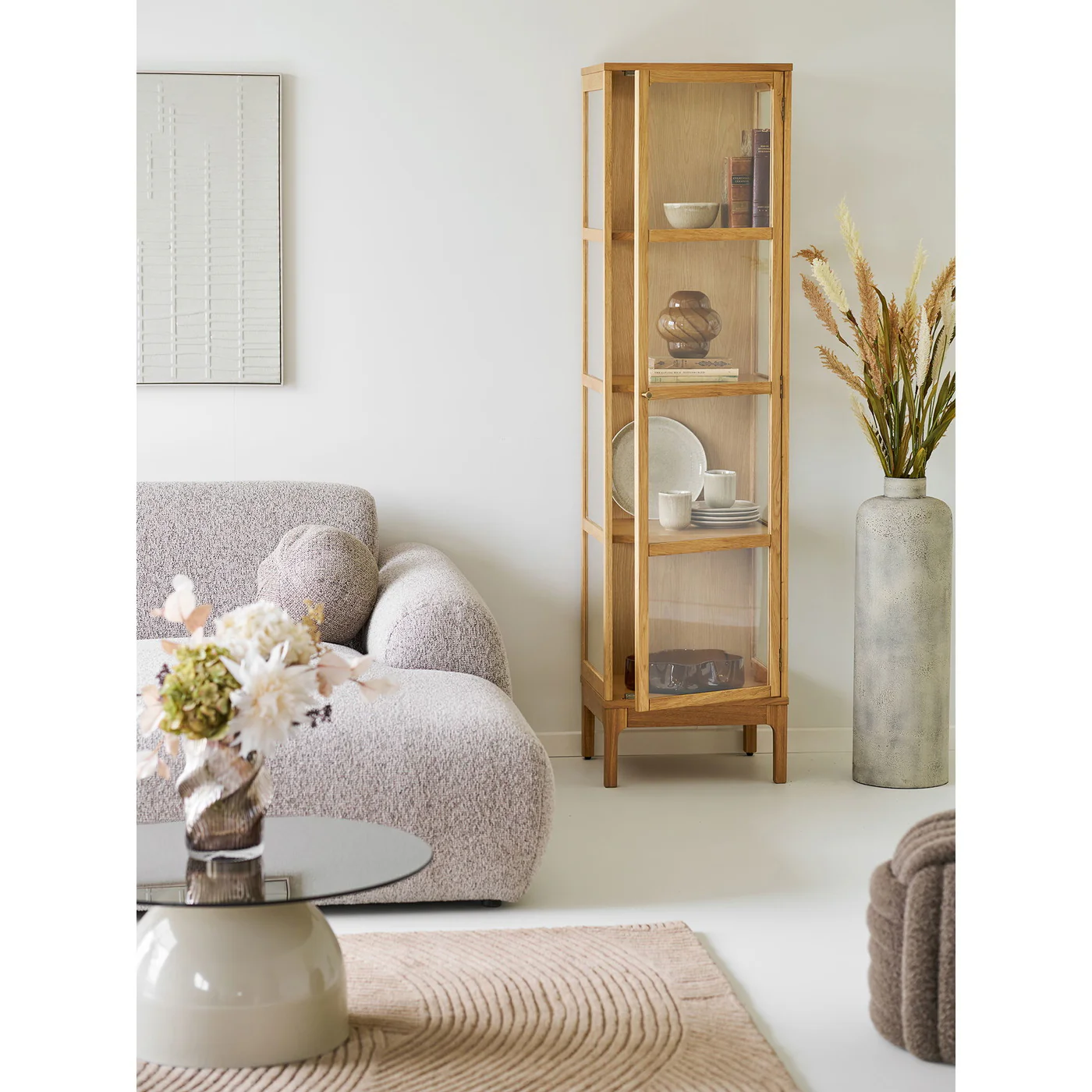 House Nordic - Vitrinekast Naturel Hout - 47x40x180cm - Zamora - Image 2