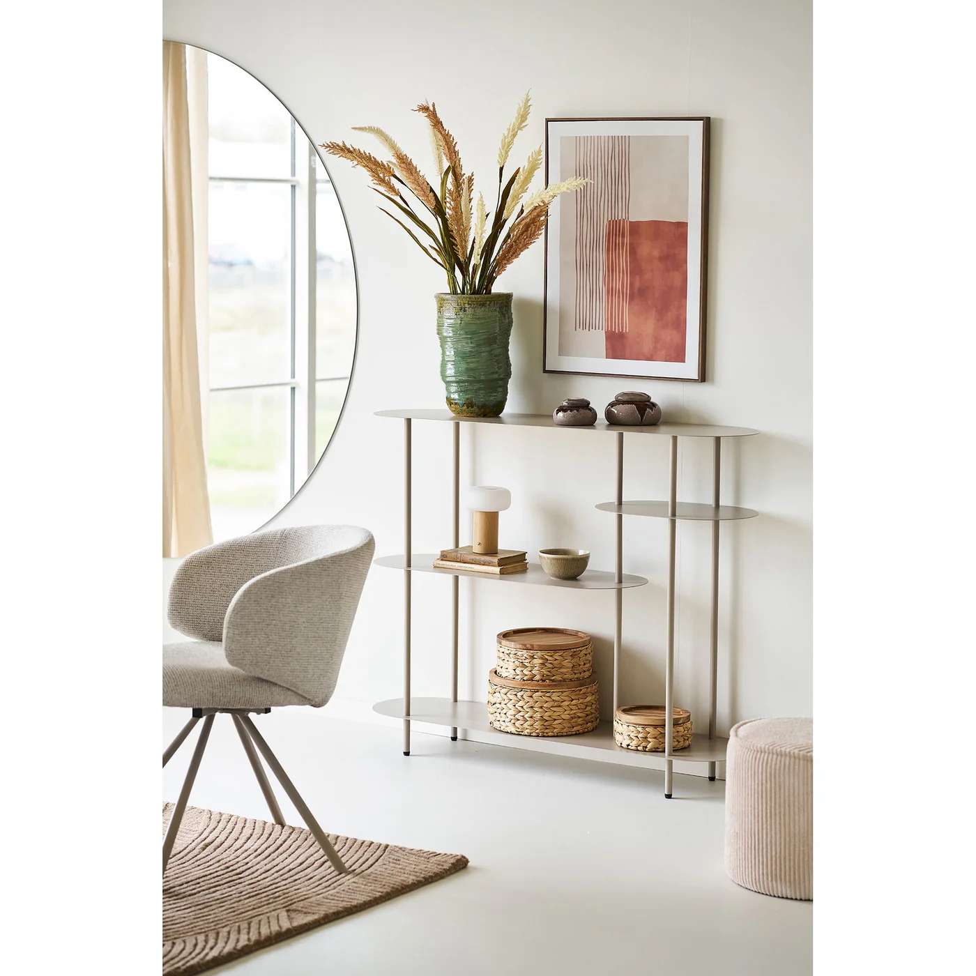 House Nordic - Wandkast Metaal Zand - 4-Planken - 118x31x97cm - Rieti - Image 2