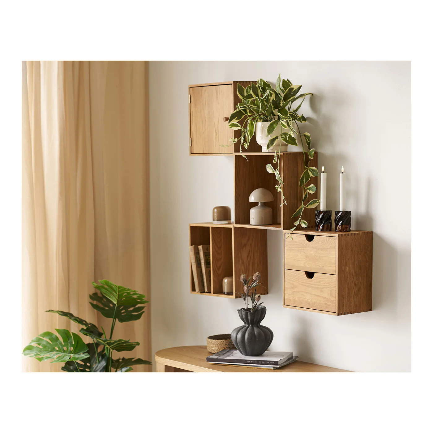 House Nordic - Wandkastje Townsville Naturel Met Vakken 30x30cm - Image 3
