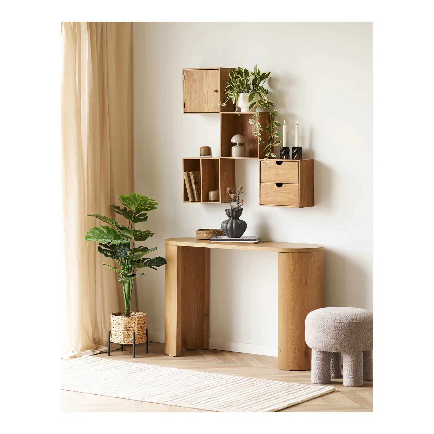 House Nordic - Wandkastje Townsville Naturel Met Vakken 30x30cm - Image 4