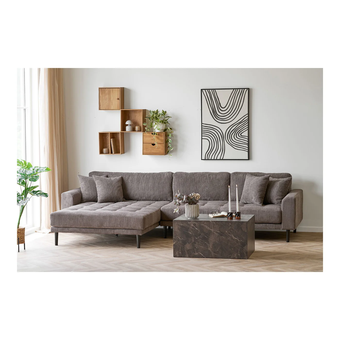 House Nordic - Wandkastje Townsville Naturel Met Vakken 30x30cm - Image 5