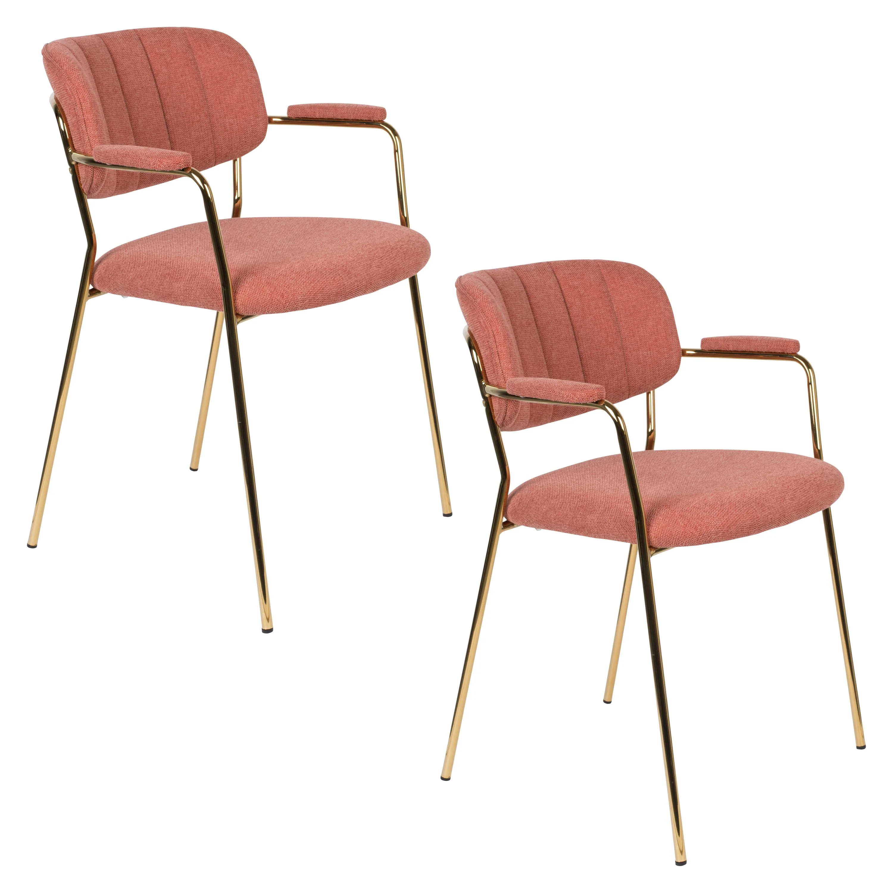 Housecraft Jolien Eetkamerstoelen Goud|Roze - Set van 2