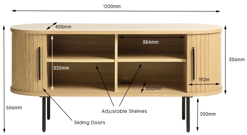 Hygge Interiors Nola 120 cm TV Meubel Wit Eiken - Image 6