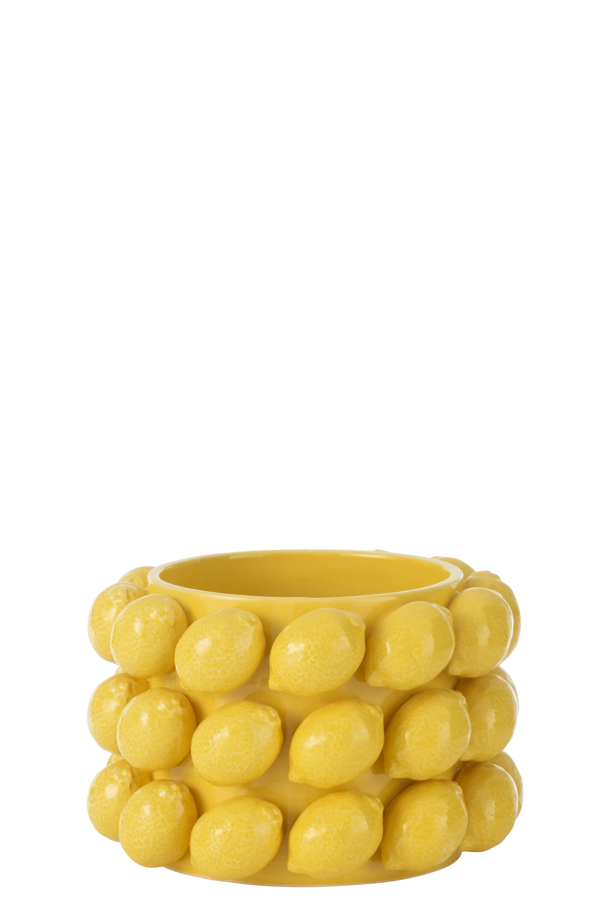 J-Line bloempot Citroenen - keramiek - geel - medium - Ø 19.5 cm