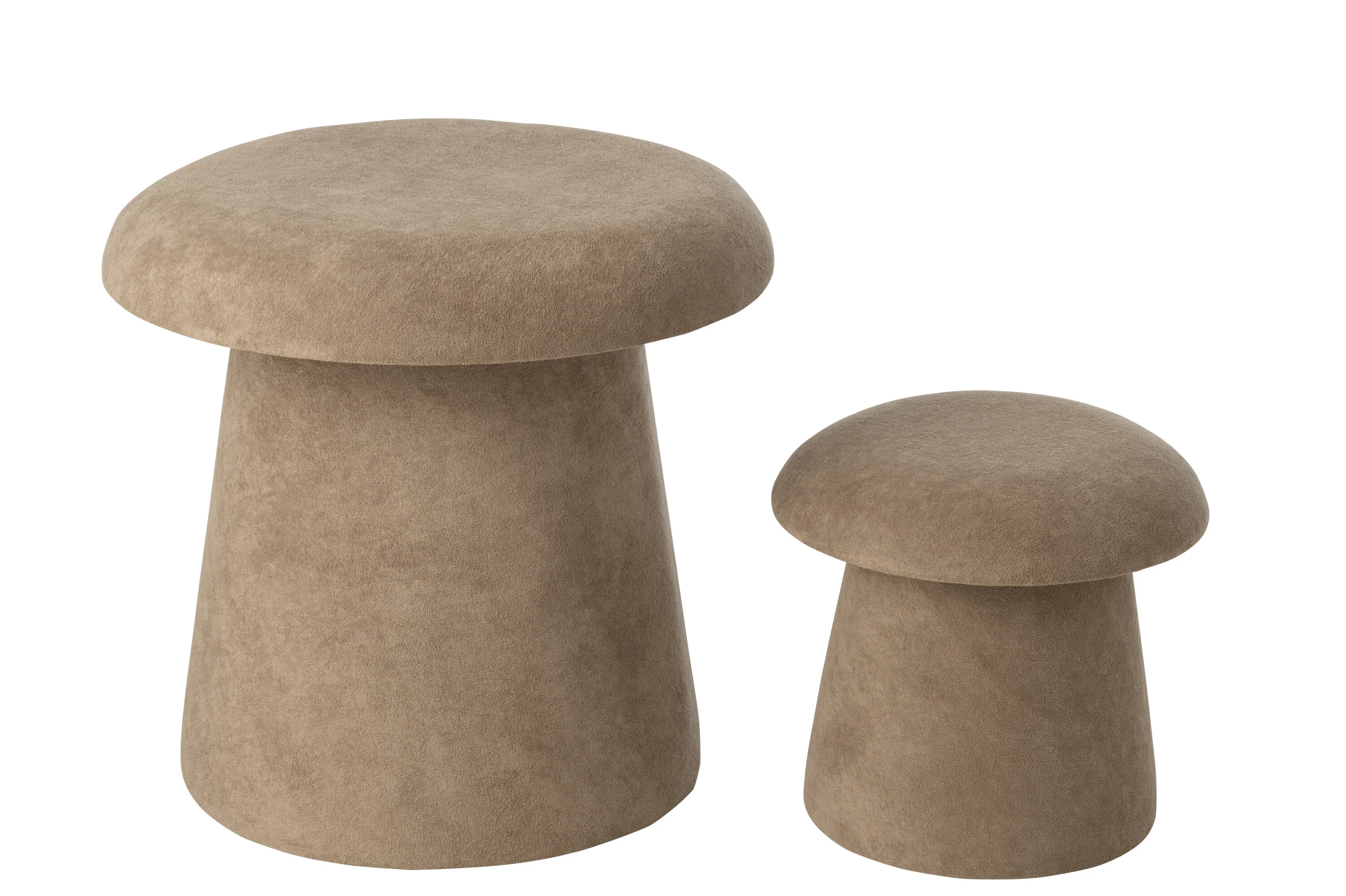 J-Line kruk Paddenstoel - hout - greige - small - set van 2 - Image 3
