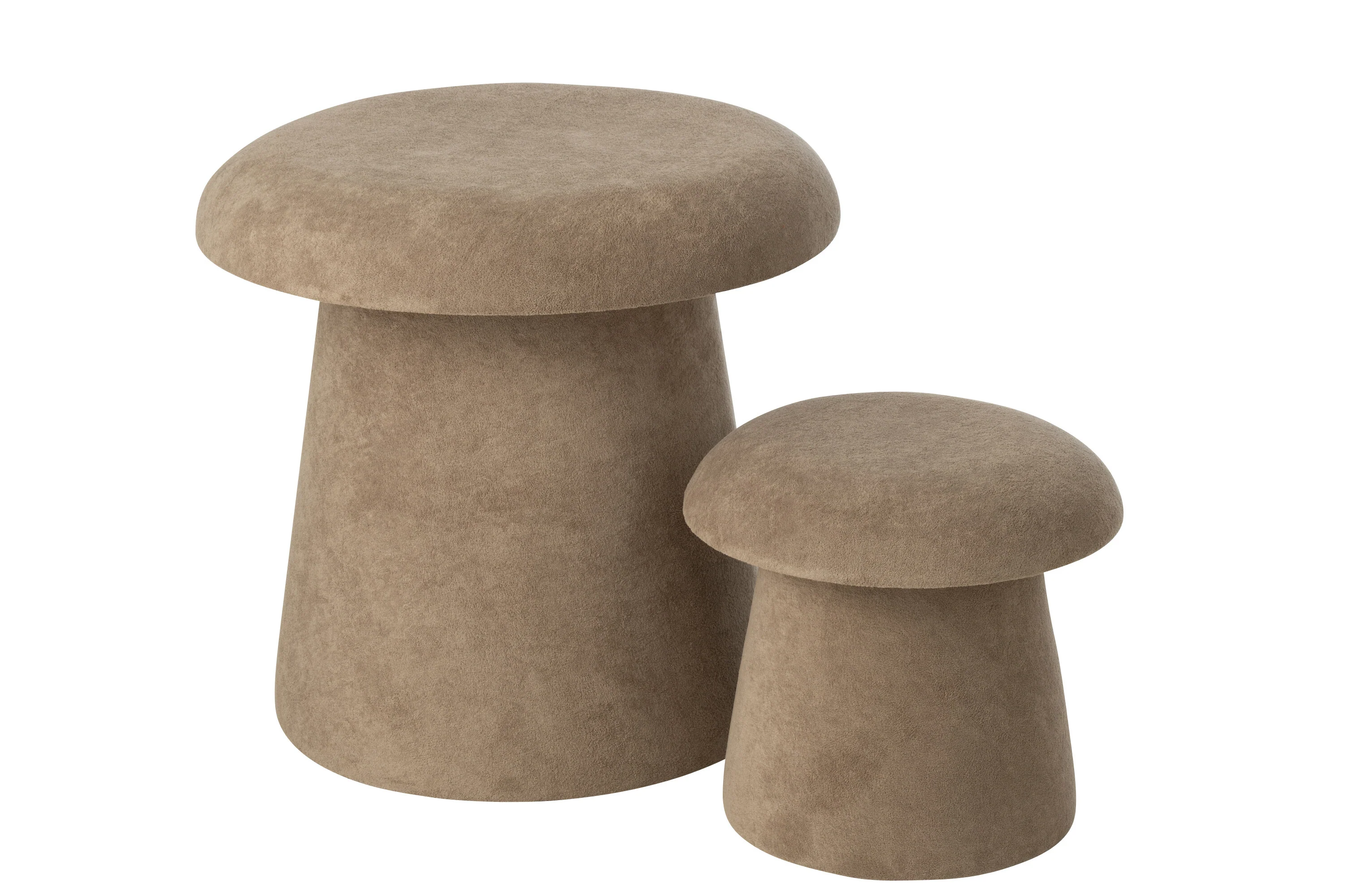 J-Line kruk Paddenstoel - hout - greige - small - set van 2 - Image 6