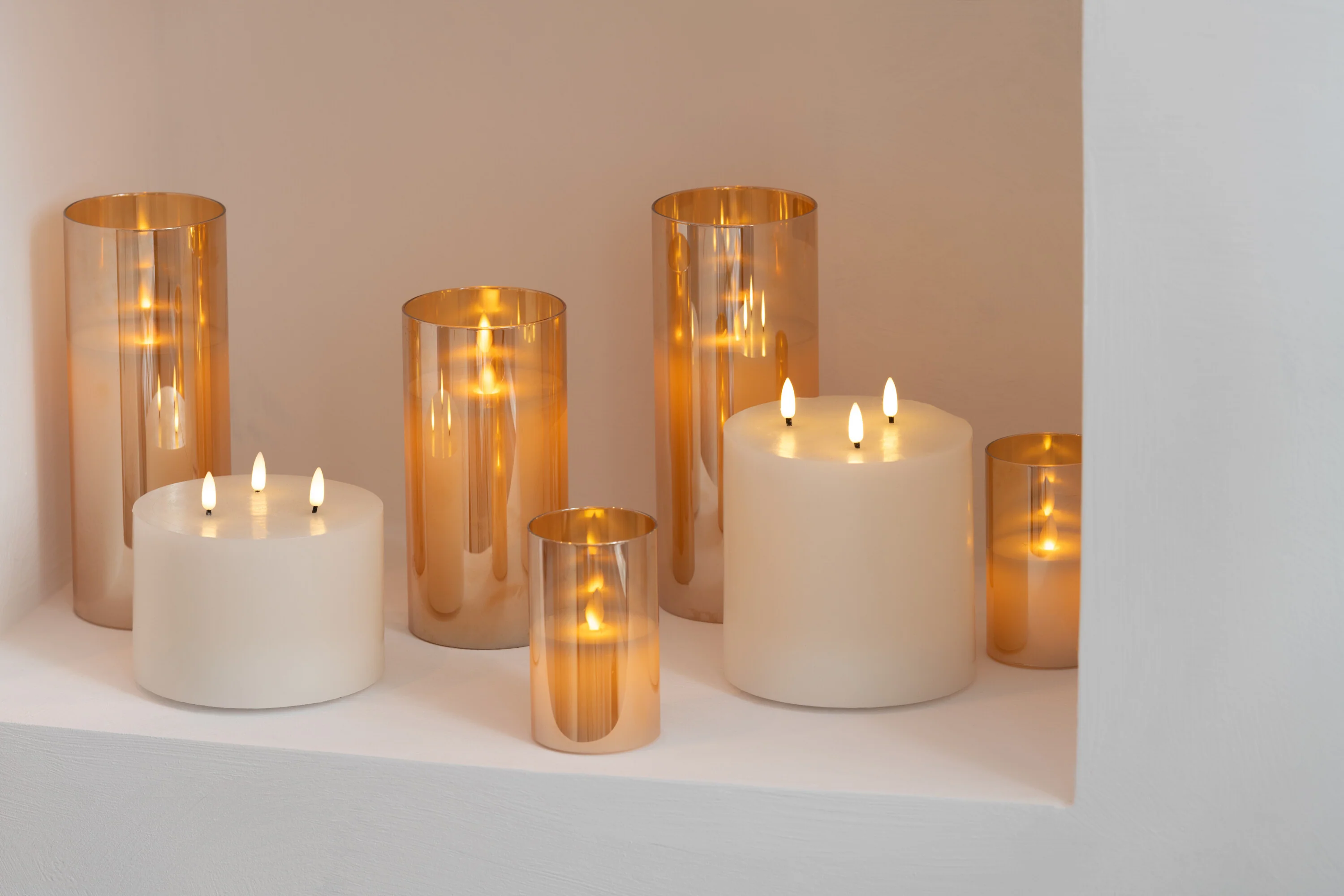 J-Line lamp blinkend - glas - goud -  large - LED lichtjes - Image 6