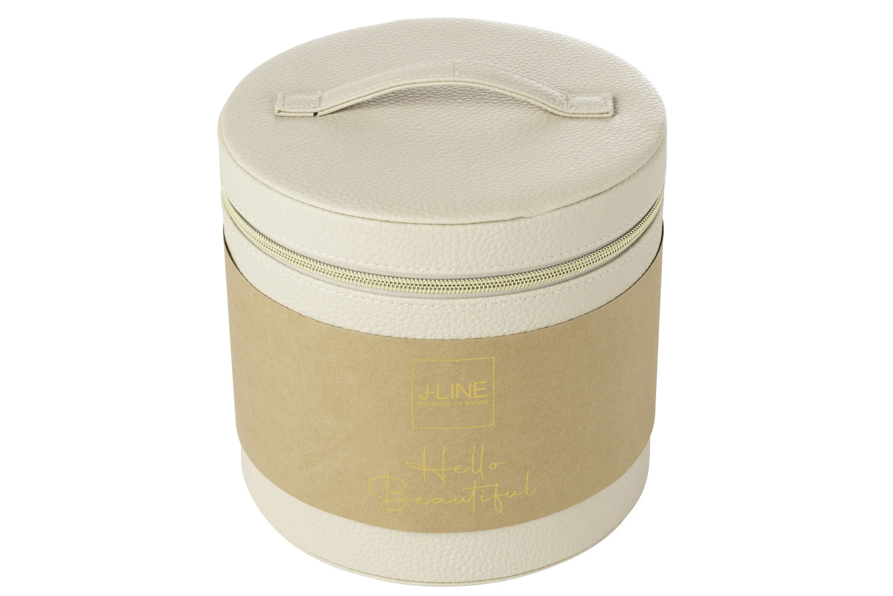 J-Line toilettas Rond + spiegel - kunstleder - beige - Image 3