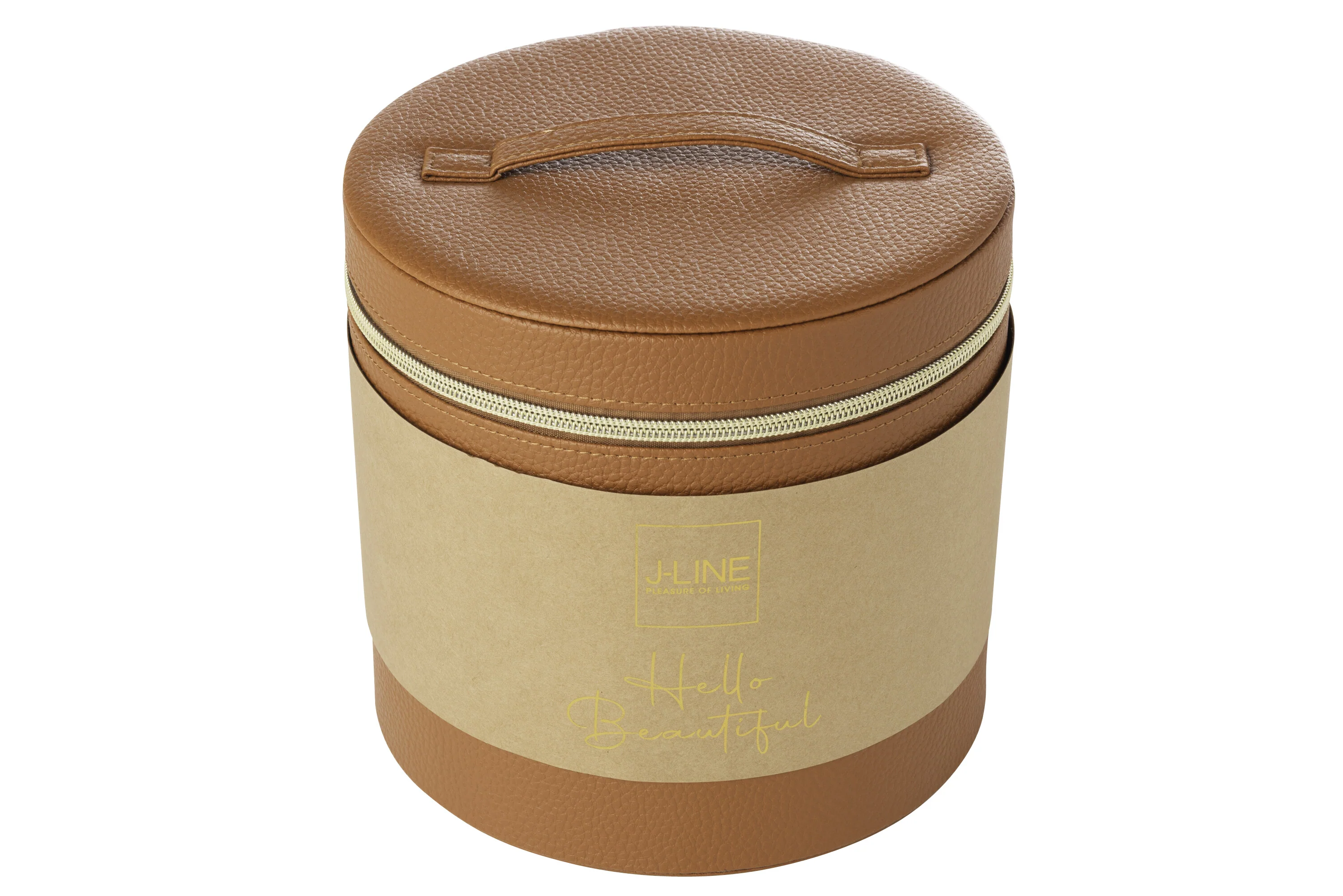 J-Line toilettas Rond + spiegel - kunstleder - cognac - Image 3