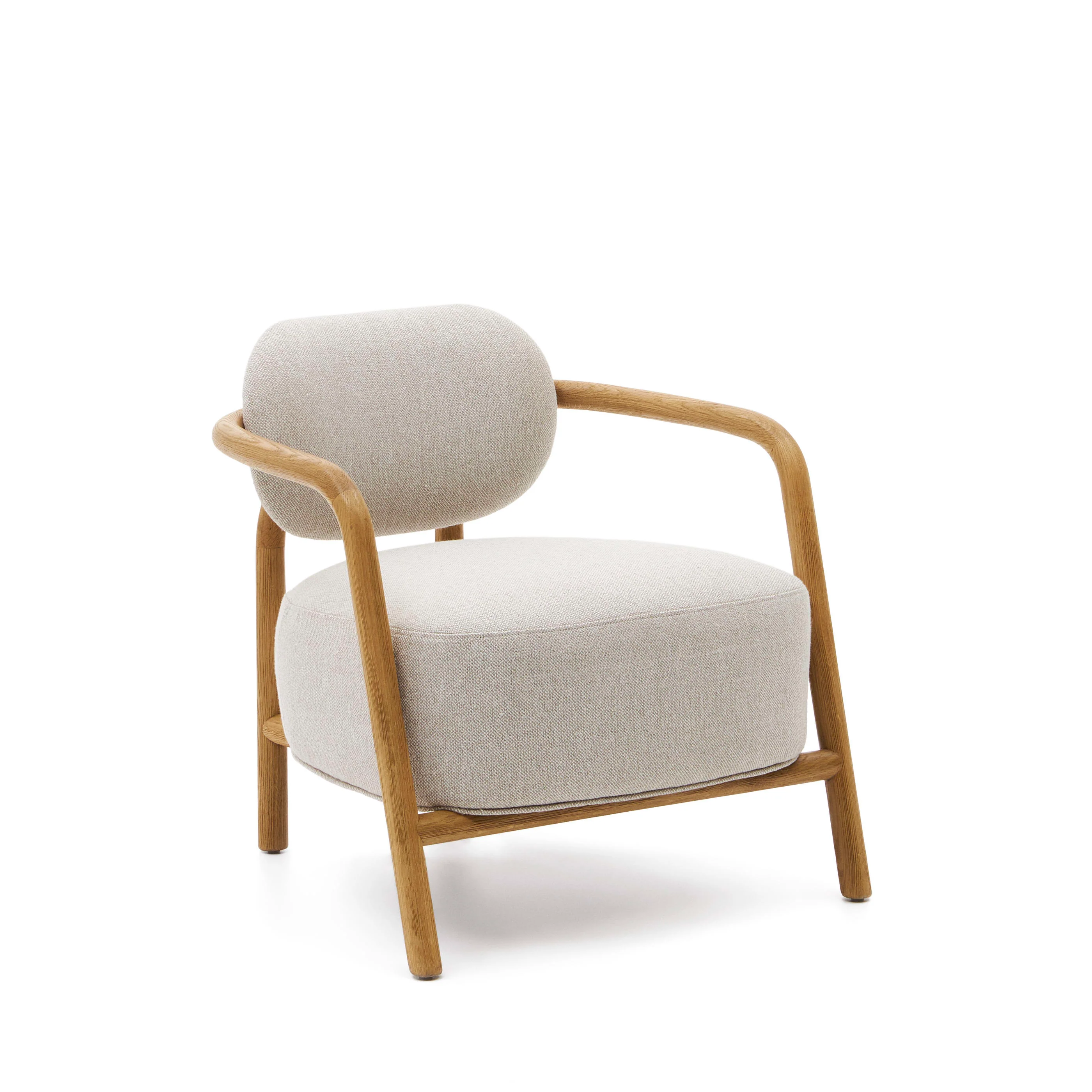Kave Home - Beige Melqui-fauteuil in massief eikenhout met natuurlijke - Image 2