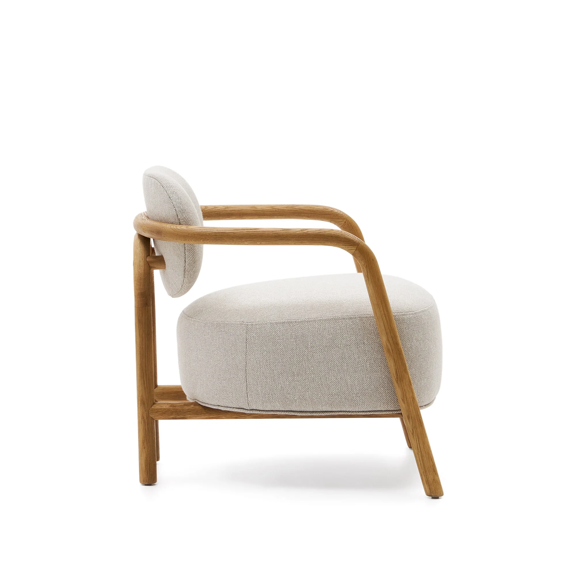 Kave Home - Beige Melqui-fauteuil in massief eikenhout met natuurlijke - Image 3