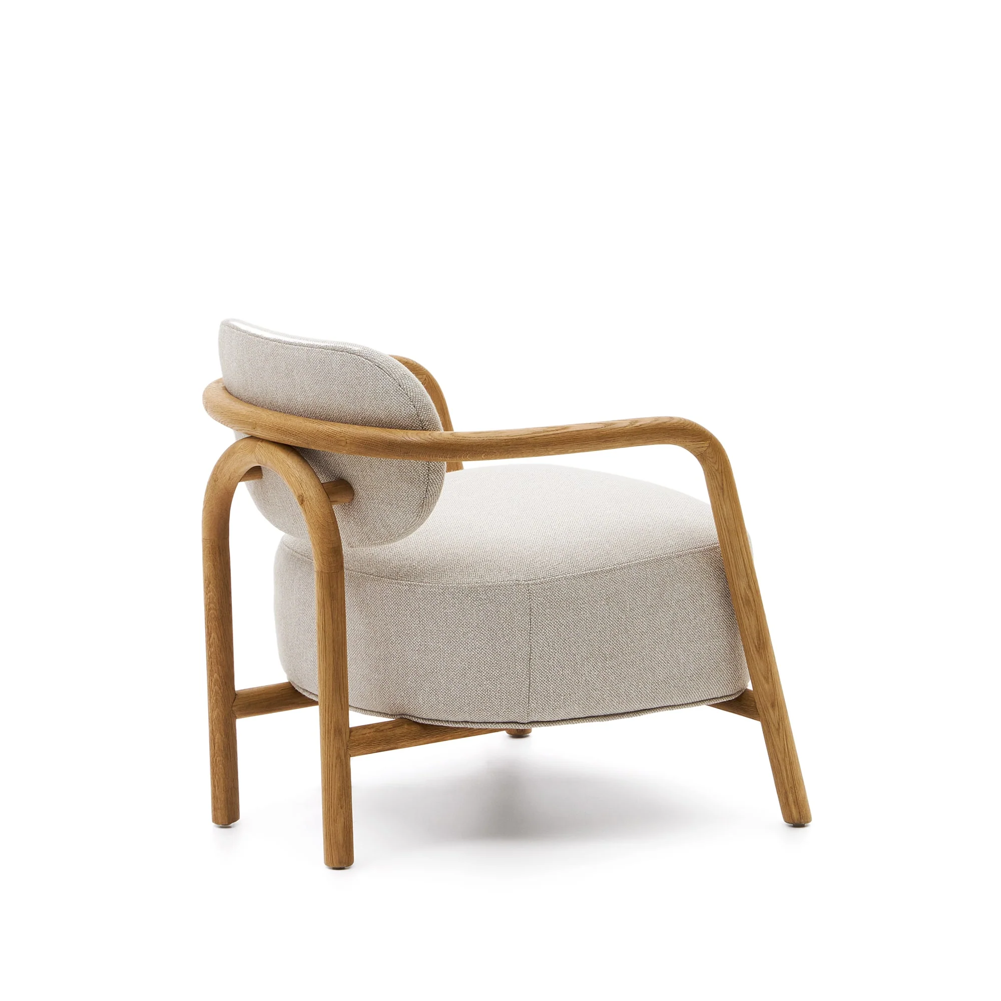 Kave Home - Beige Melqui-fauteuil in massief eikenhout met natuurlijke - Image 5