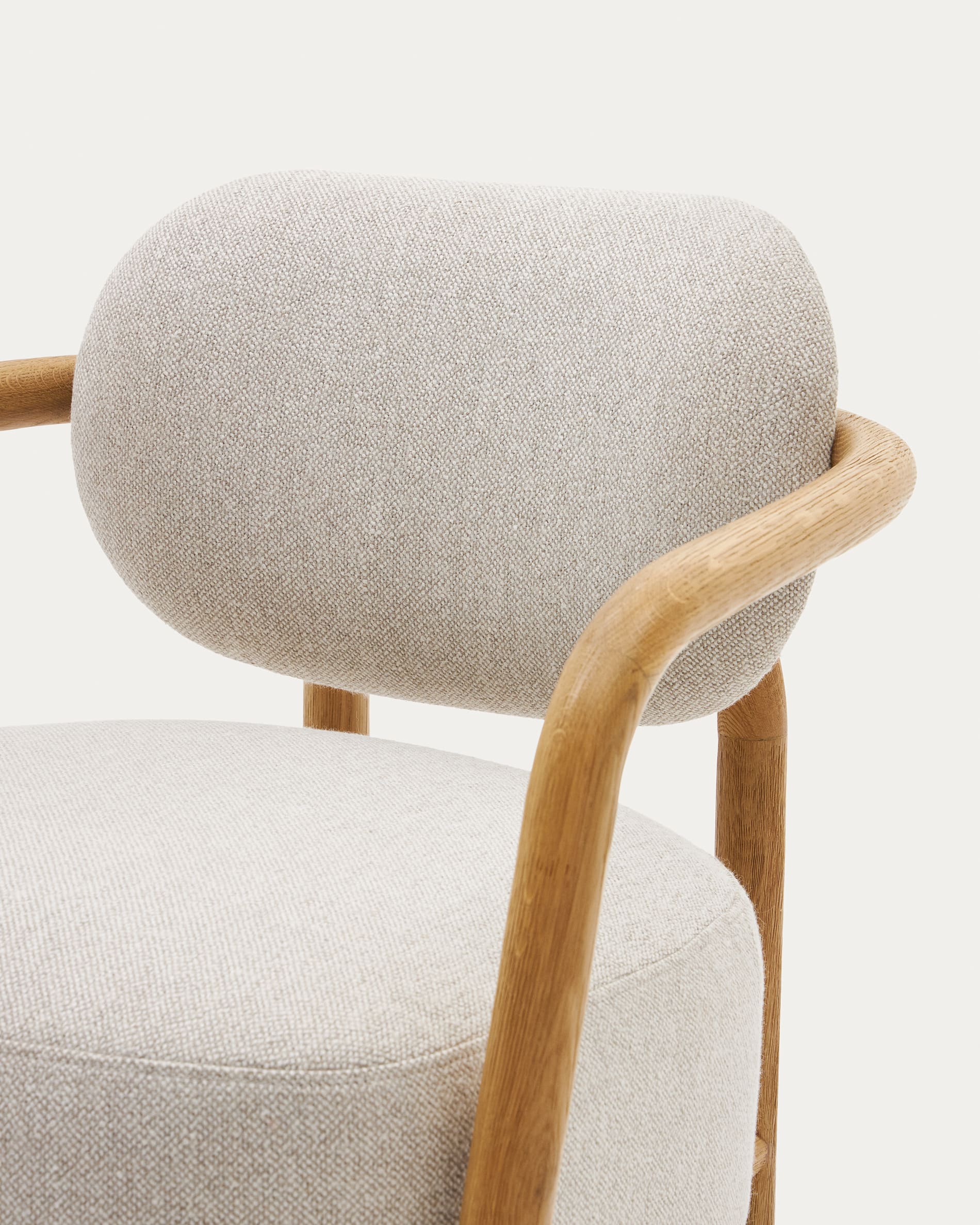 Kave Home - Beige Melqui-fauteuil in massief eikenhout met natuurlijke - Image 6