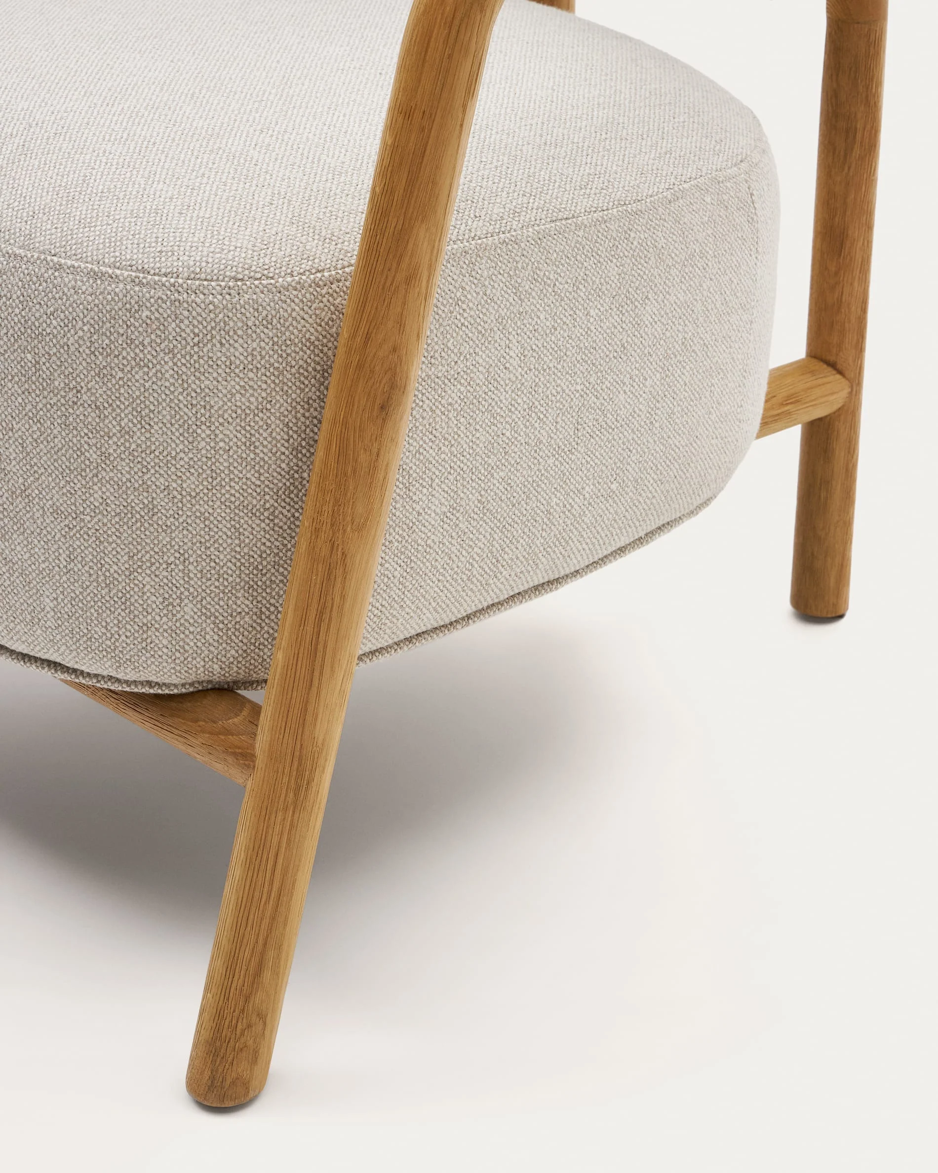 Kave Home - Beige Melqui-fauteuil in massief eikenhout met natuurlijke - Image 7