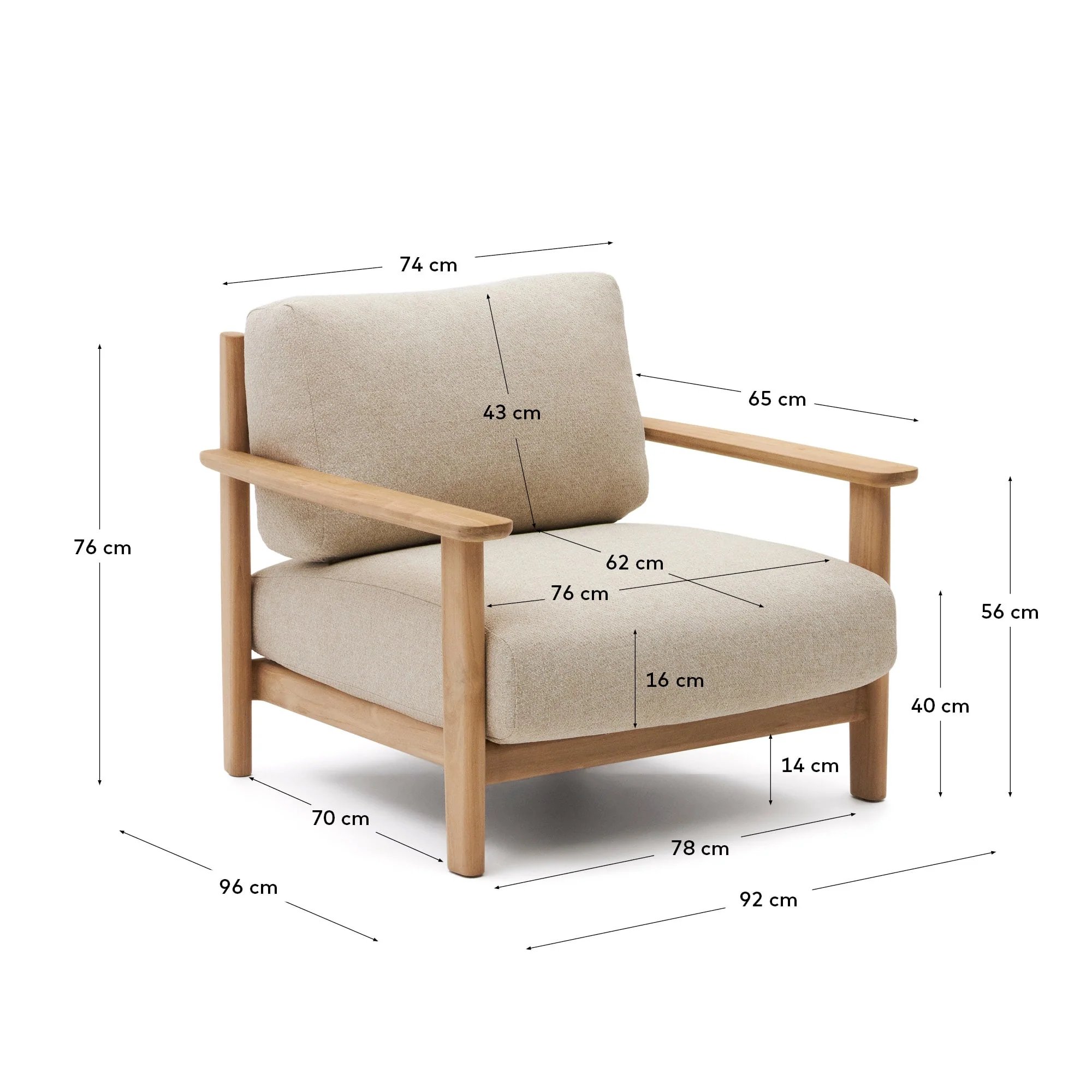 Kave Home - Fauteuil Tirant van FSC 100% massief teakhout - Image 10