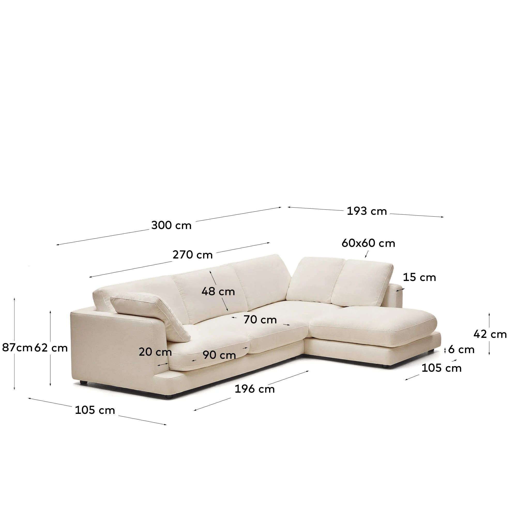 Kave Home Gala 4-zitsbank met Chaise Longue Rechts - Beige - Image 11