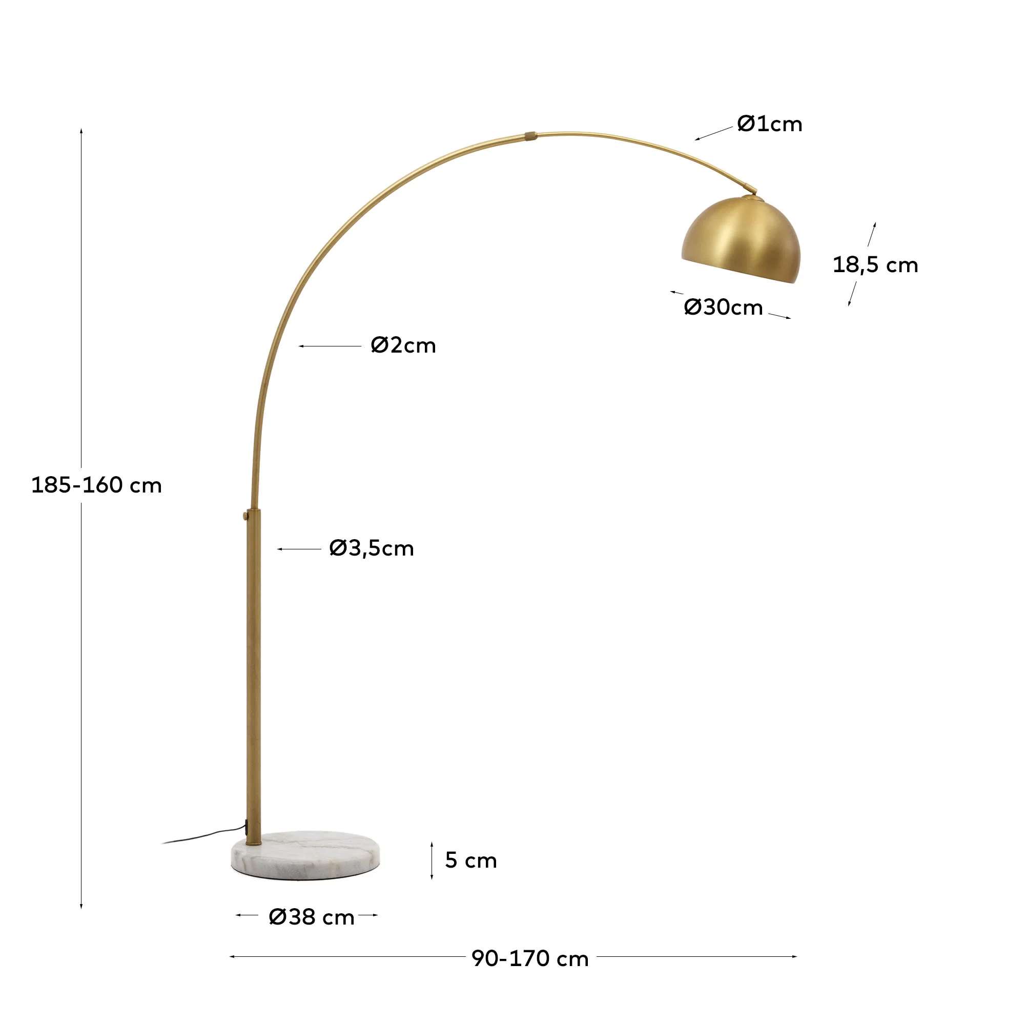 Kave Home - Madali-vloerlamp van metaal met afwerking in messing en - Image 5