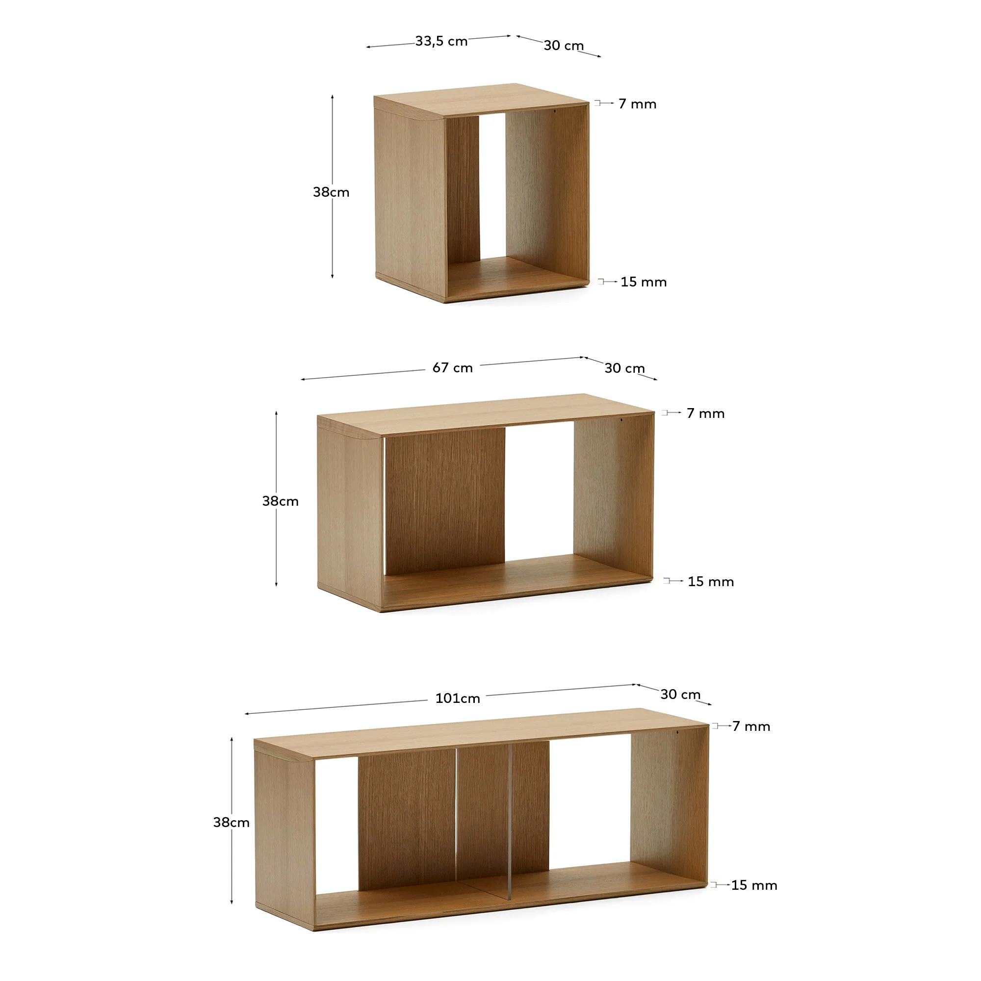 Kave Home - Set Litto van 6 modulaire planken in eikenfineer 101 x 152 - Image 10