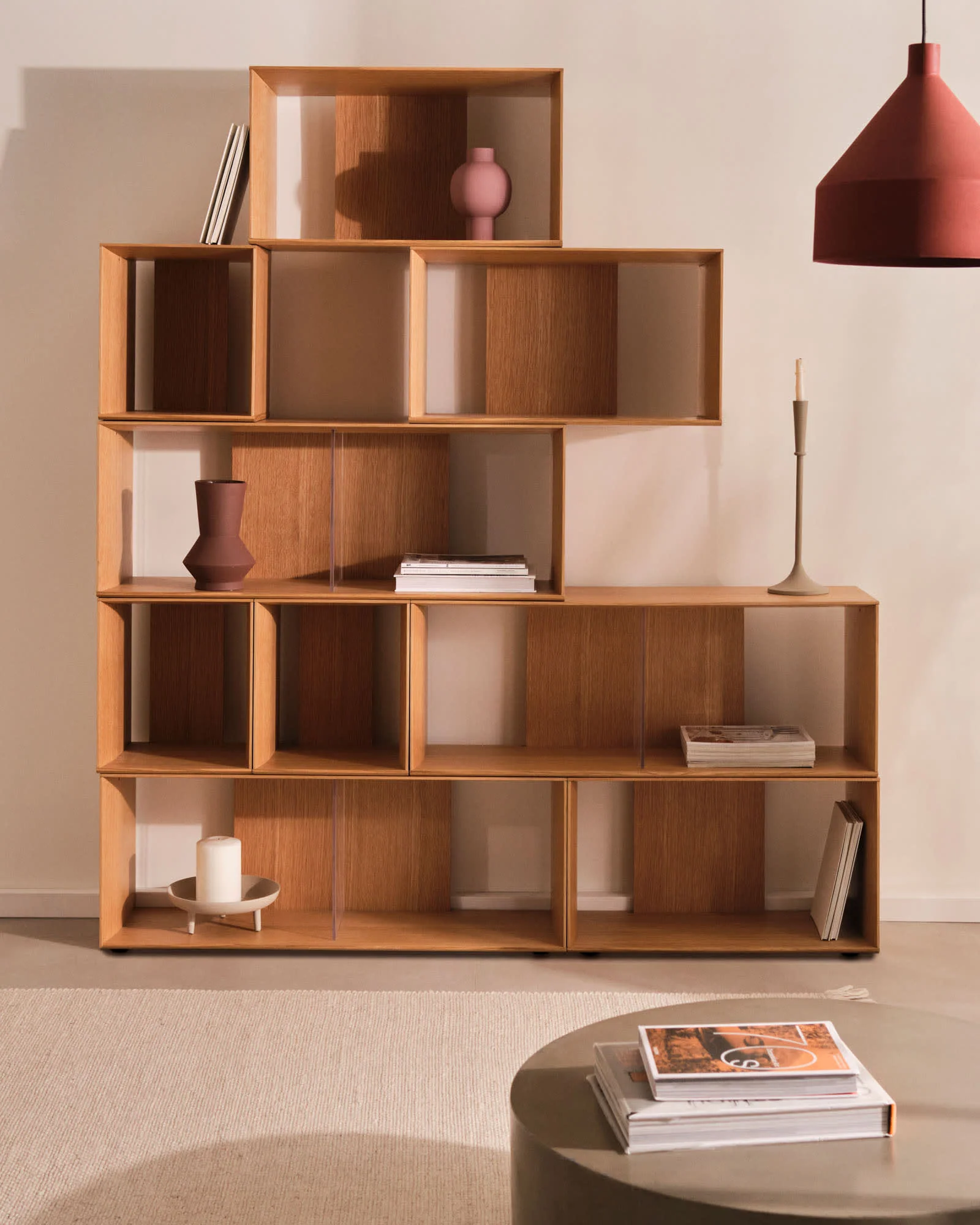 Kave Home - Set Litto van 6 modulaire planken in eikenfineer 101 x 152 - Image 7