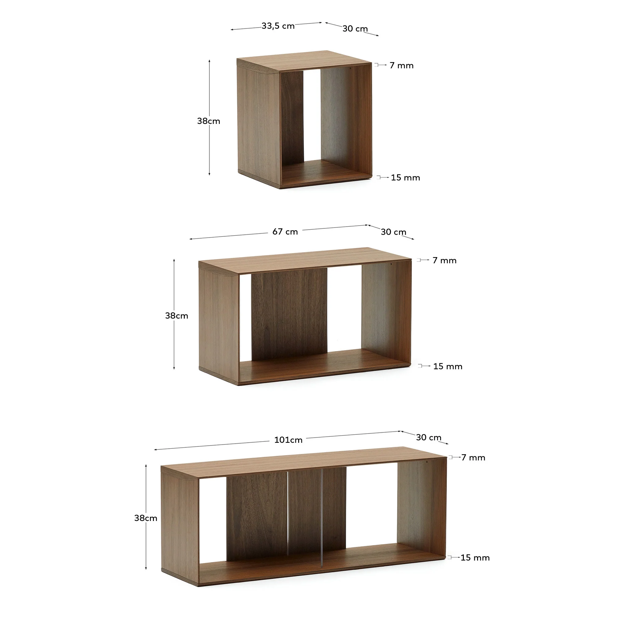 Kave Home - Set Litto van 6 modulaire planken in walnootfineer 101 x - Image 10