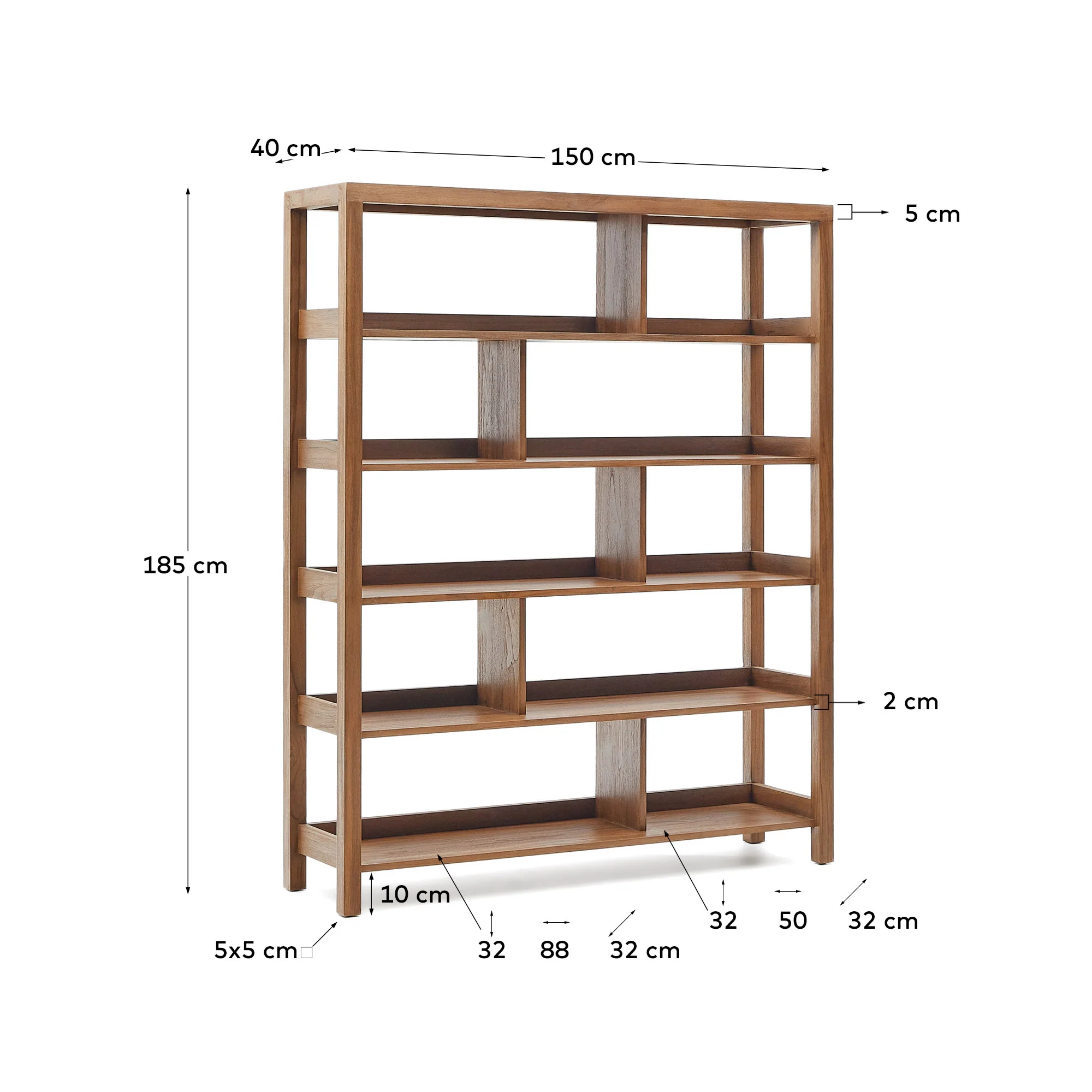 Kave Home - Stellingkast Sashi van massief teakhout 150 x 185 cm - Image 9