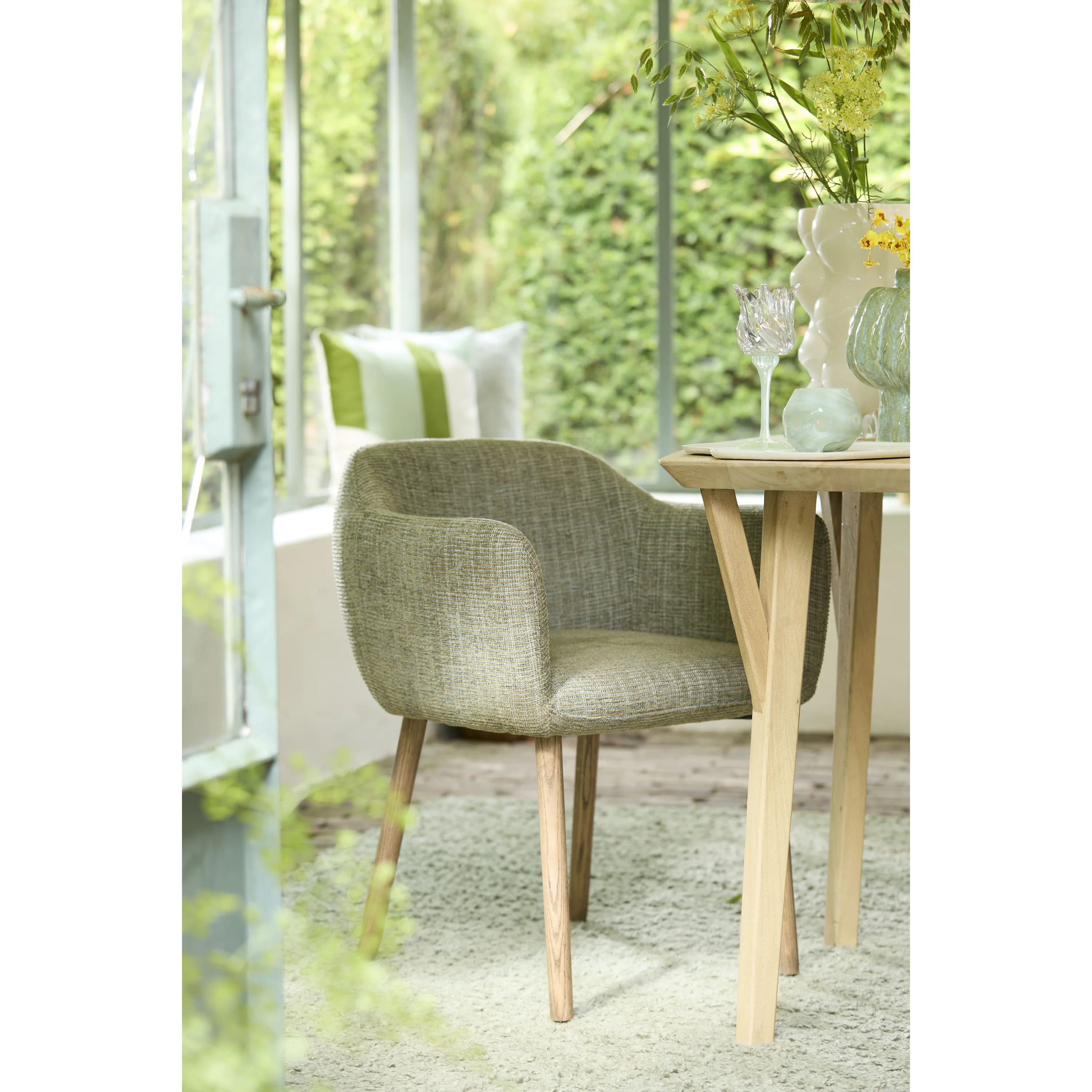 Light & Living - Blaine eetkamerstoel - groen+hout donkerbruin - Image 6
