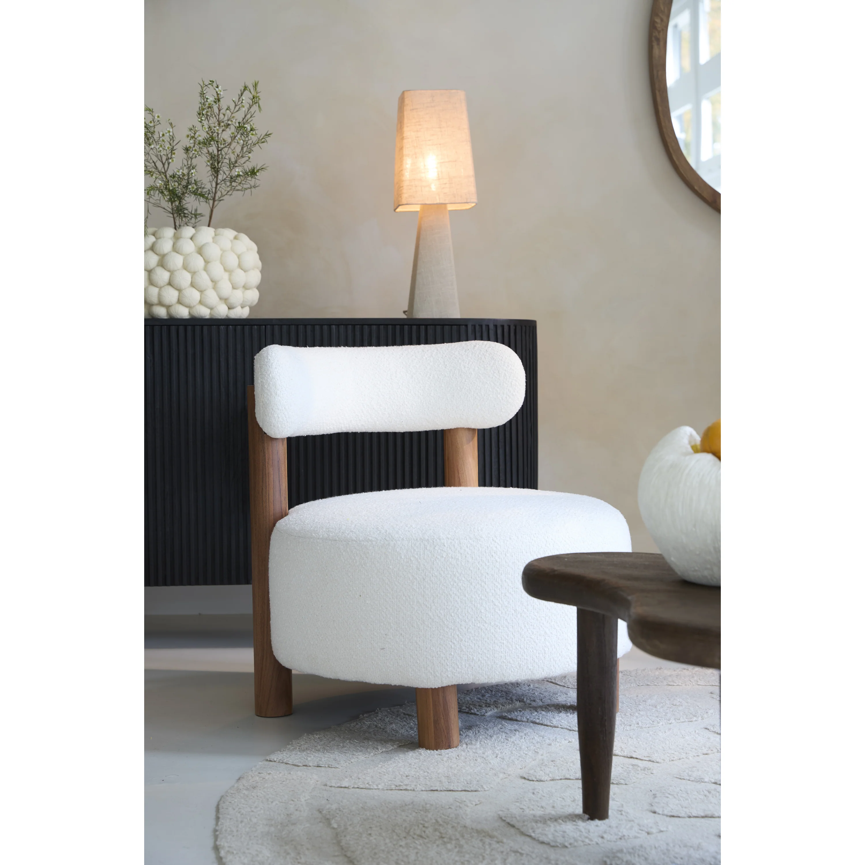 Light & Living - Ferentino fauteuil - acacia hout|bouclé crème - Image 3