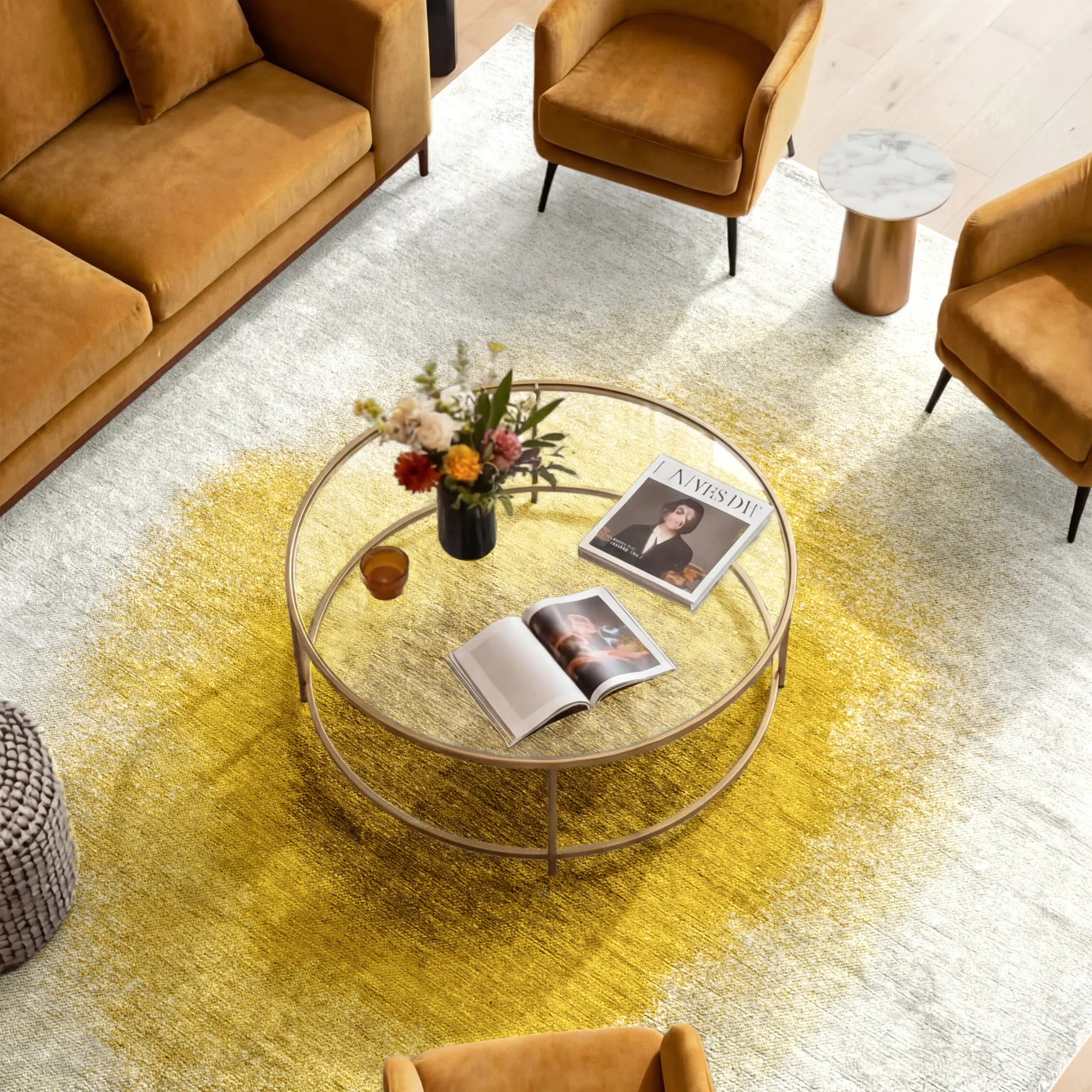 Louis de Poortere Drop Vloerkleed Ø 240 cm - Gold Moss - Image 2