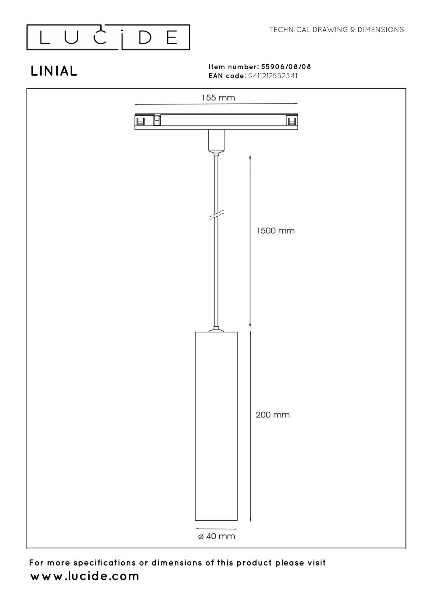 Lucide Premium LINIAL Railverlichting - Mat zwart chroom - Image 4