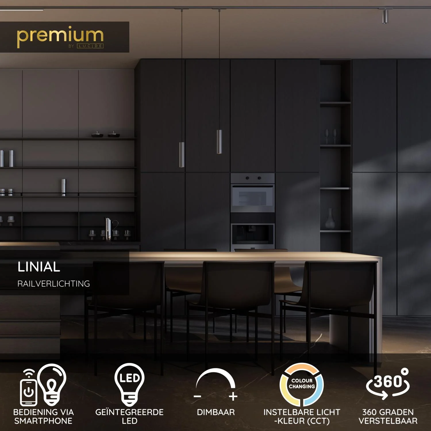 Lucide Premium LINIAL Railverlichting - Mat zwart chroom - Image 2