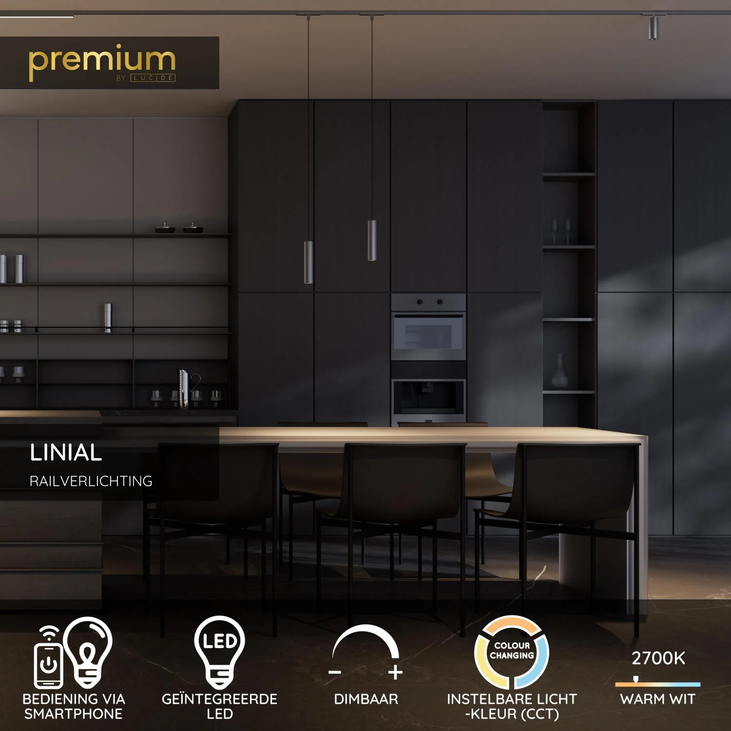 Lucide Premium LINIAL Railverlichting - Mat zwart chroom - Image 2