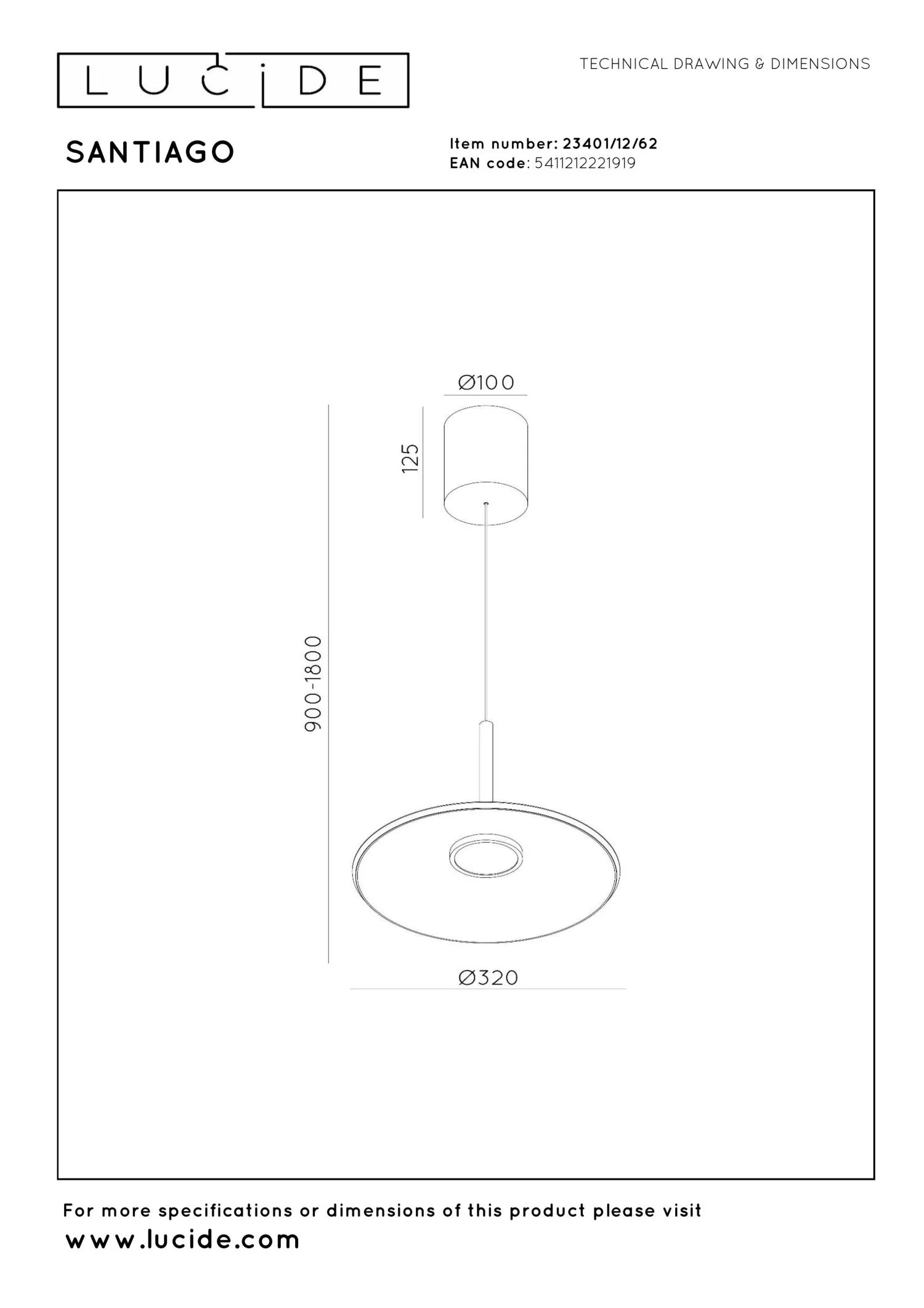 Lucide Premium SANTIAGO Hanglamp - Amber - Image 9