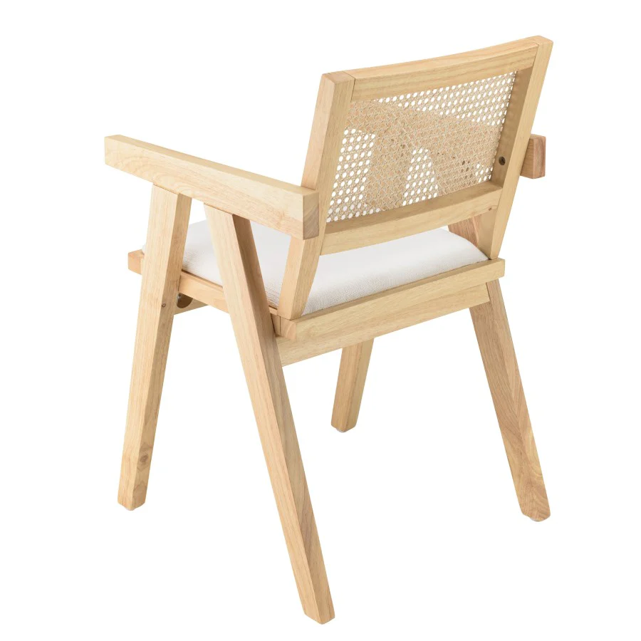 Macabane Eetkamerstoel Agathe rubberhout met bouclé - Image 6