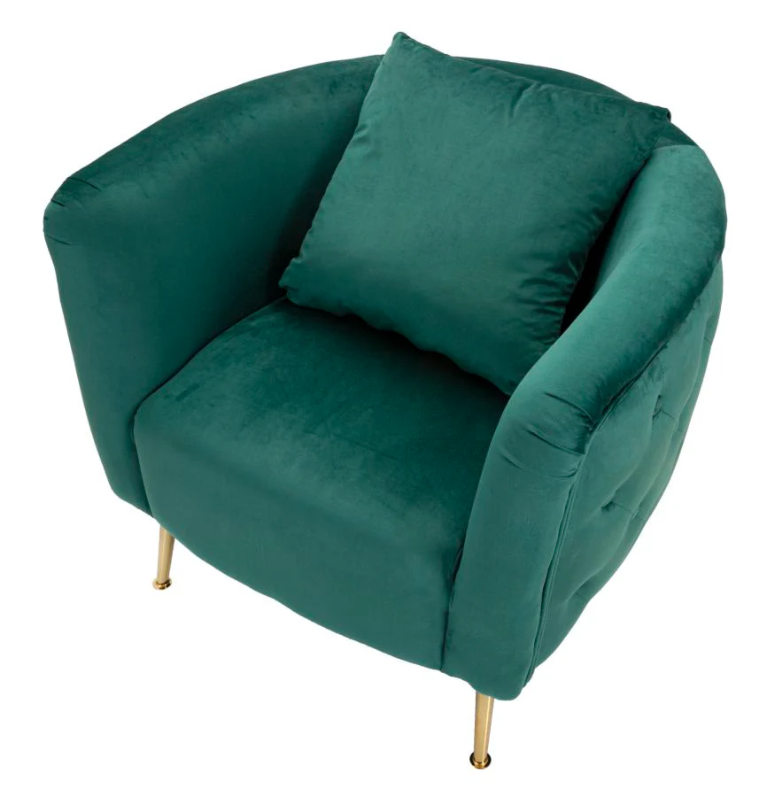 Mauro Ferretti Bucarest Fauteuil in metaal en stof, goud en groen - Image 3