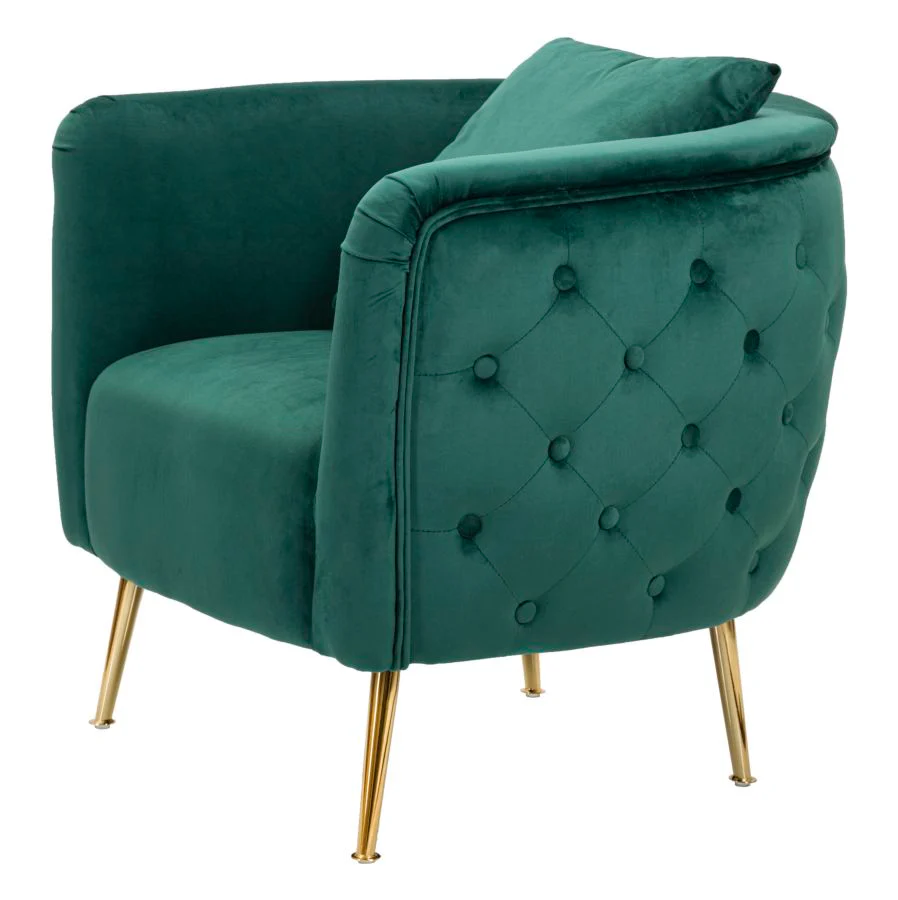 Mauro Ferretti Bucarest Fauteuil in metaal en stof, goud en groen - Image 4