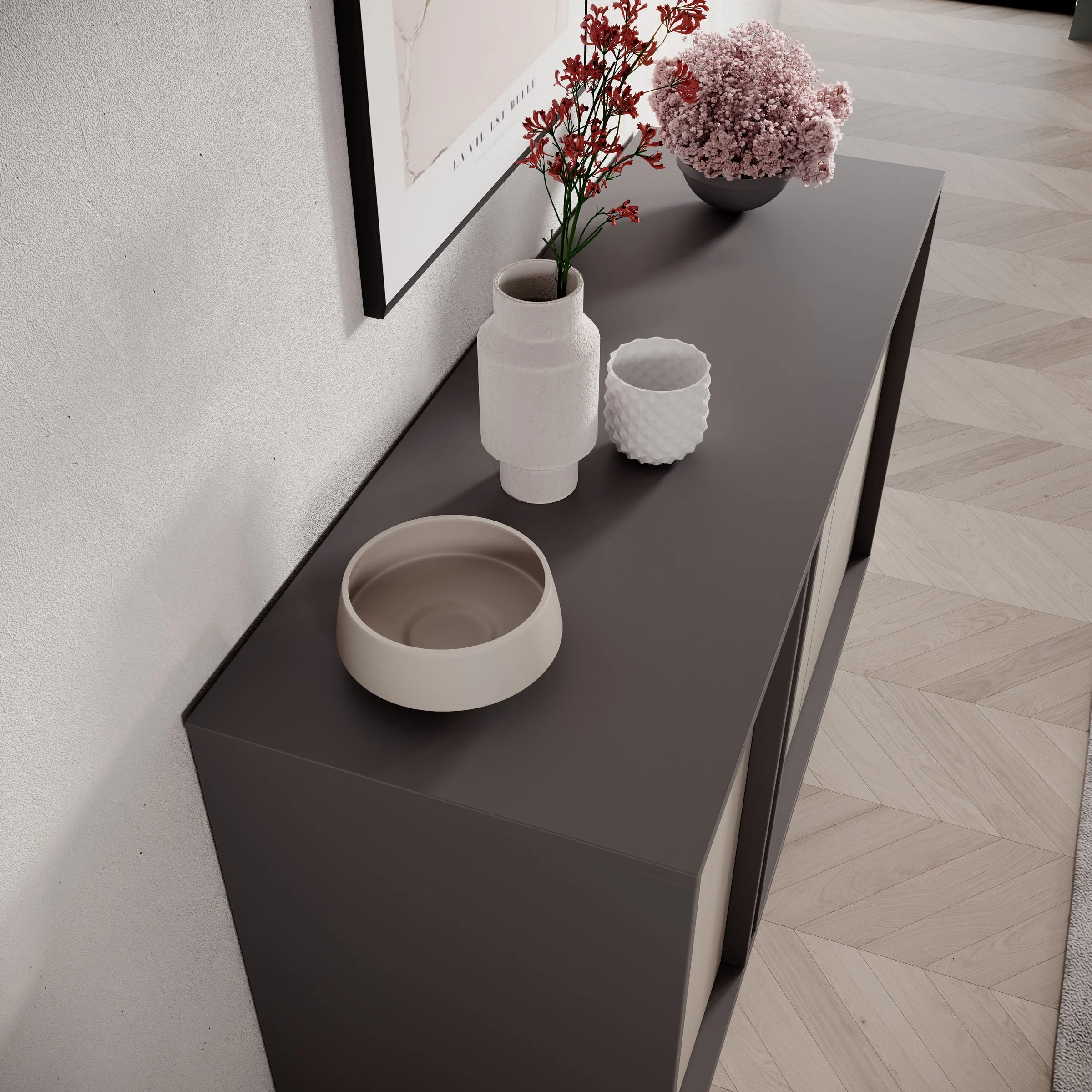Meubella - Antigo - Dressoir - Beige|Antraciet - 123x43x87 cm - Image 6