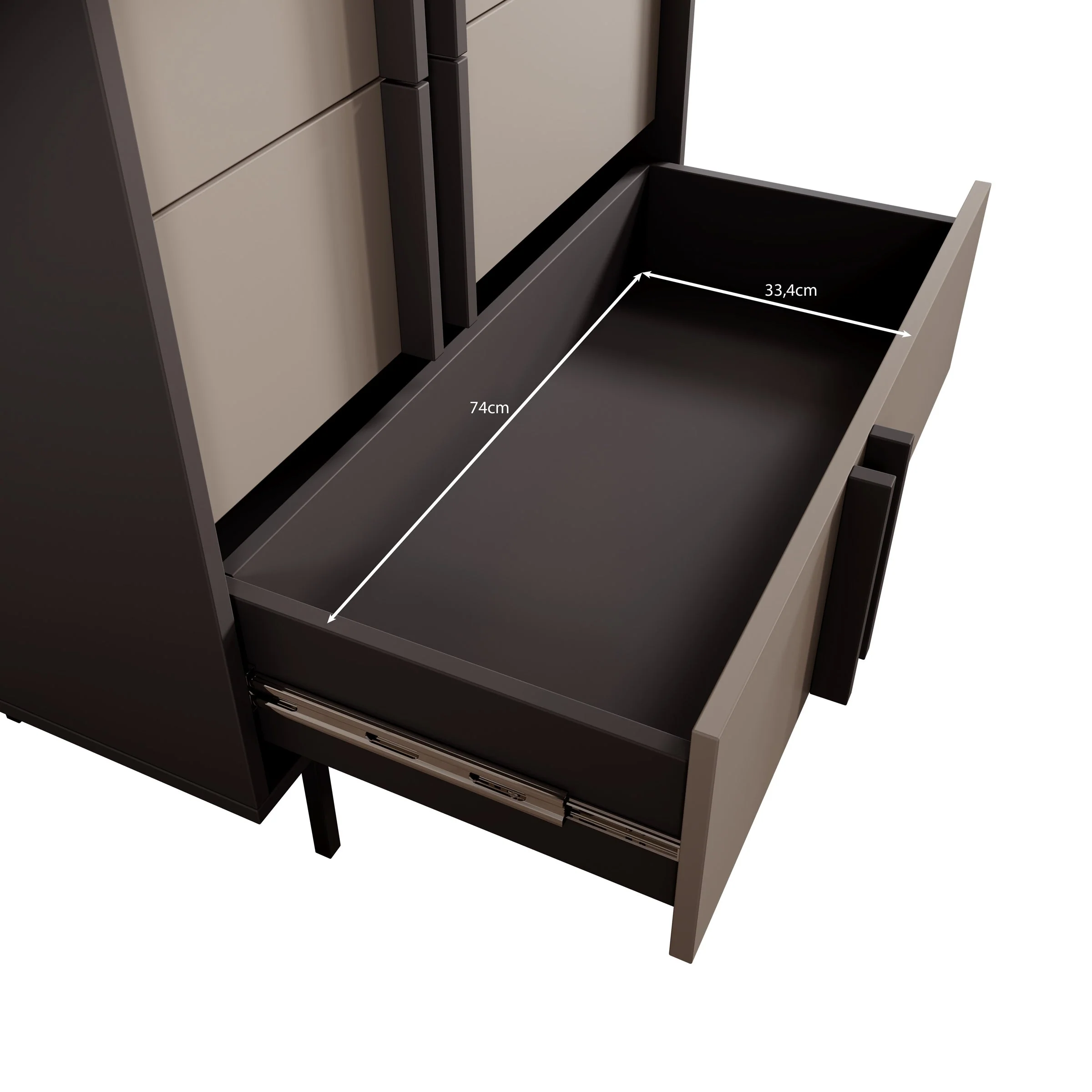 Meubella - Antigo - Dressoir - Beige|Antraciet - 83x43x127 cm - Image 7