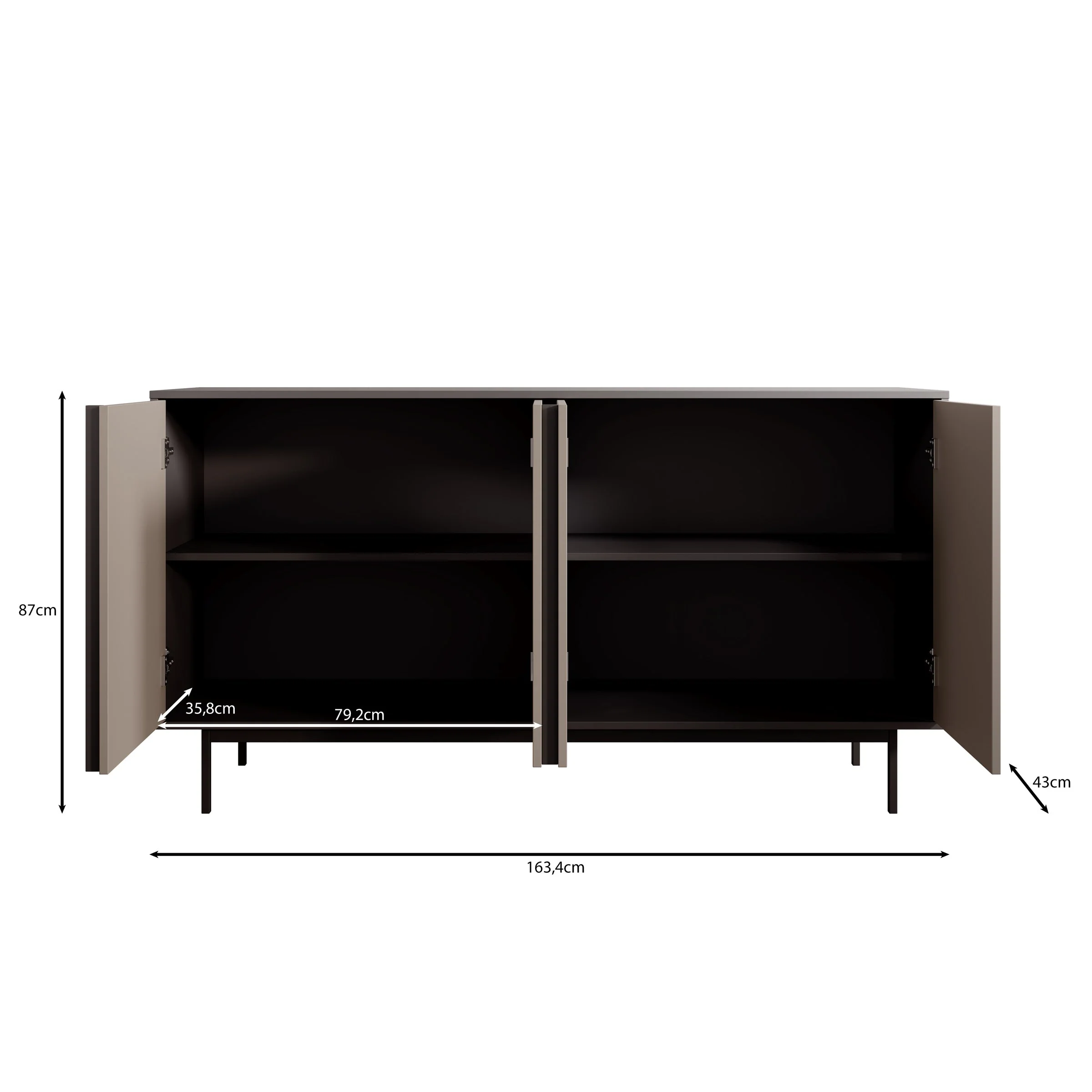 Meubella - Antigo - Dressoir - Eiken|Antraciet - 163x43x87 cm - Image 7