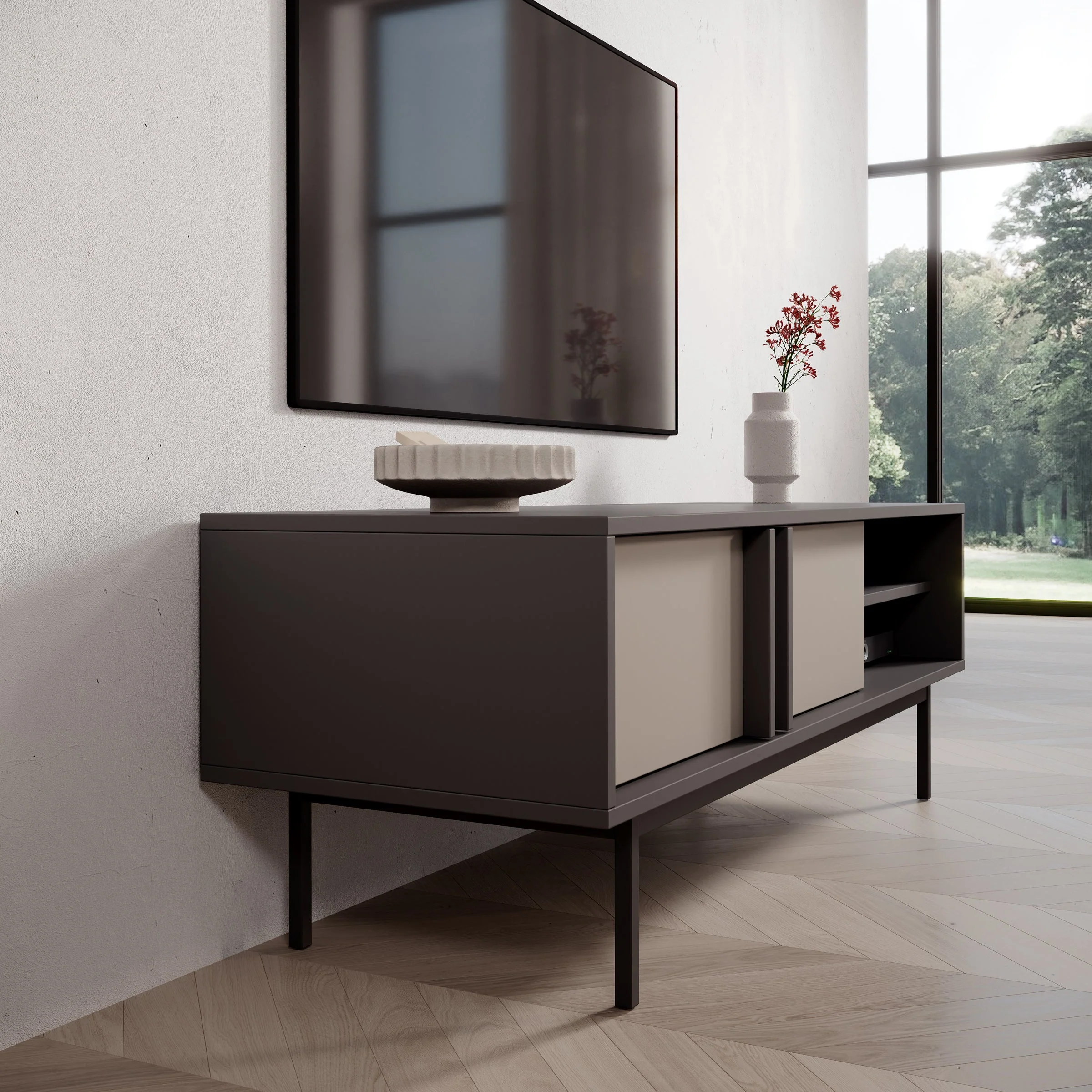 Meubella - Antigo - TV-Meubel - Beige|Antraciet - 123 cm - Image 5