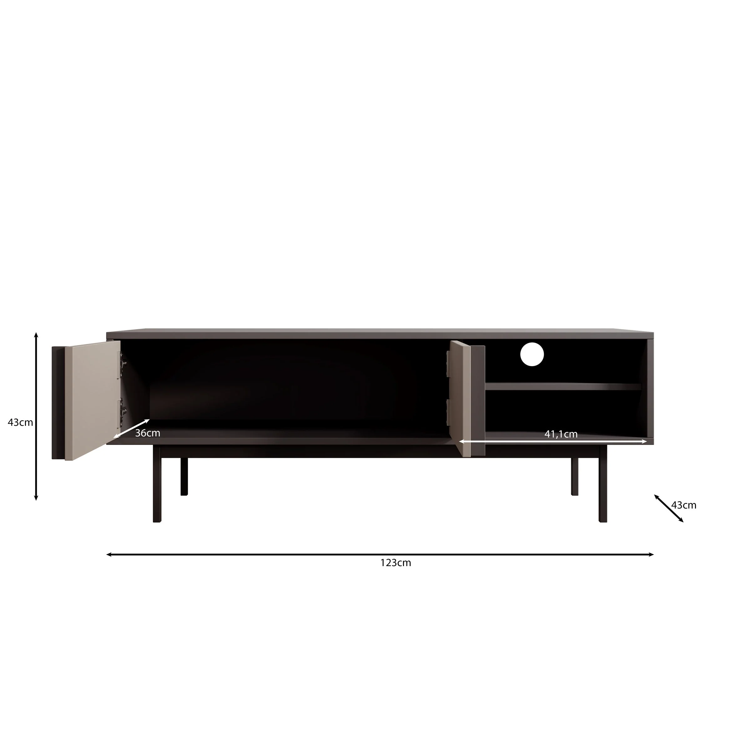 Meubella - Antigo - TV-Meubel - Eiken|Antraciet - 123 cm - Image 7