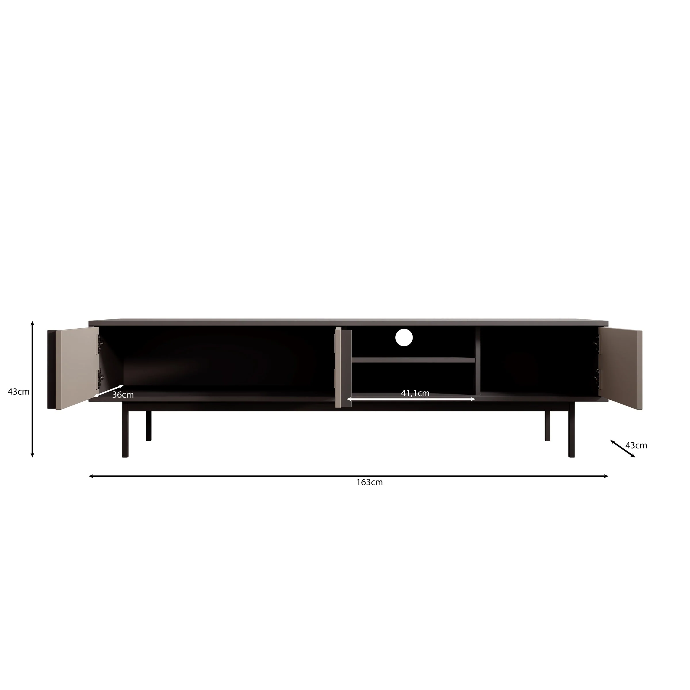 Meubella - Antigo - TV-Meubel - Eiken|Antraciet - 163 cm - Image 6