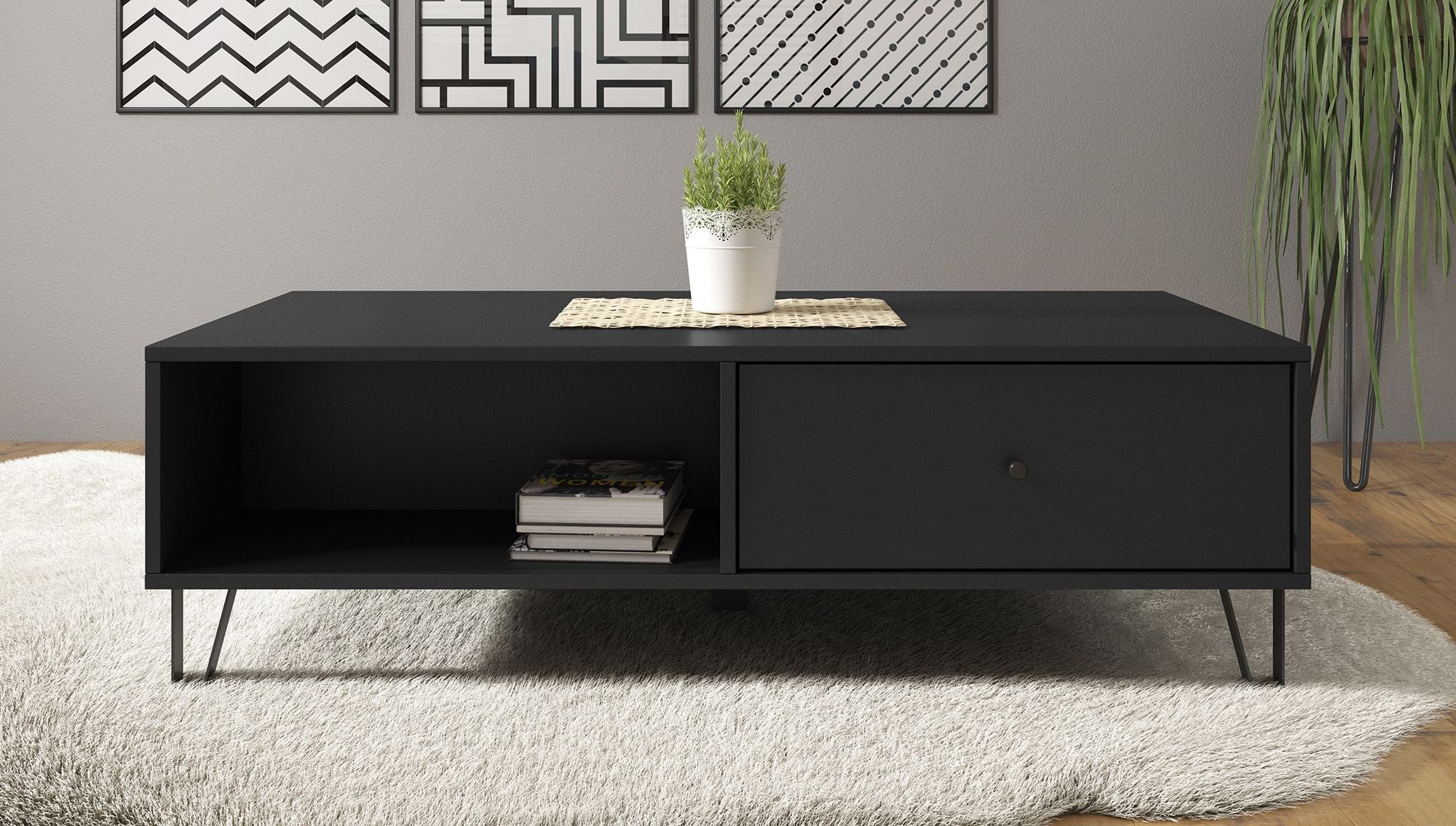 Meubella - Salontafel Barlo - Mat Zwart - 110 cm - Image 4