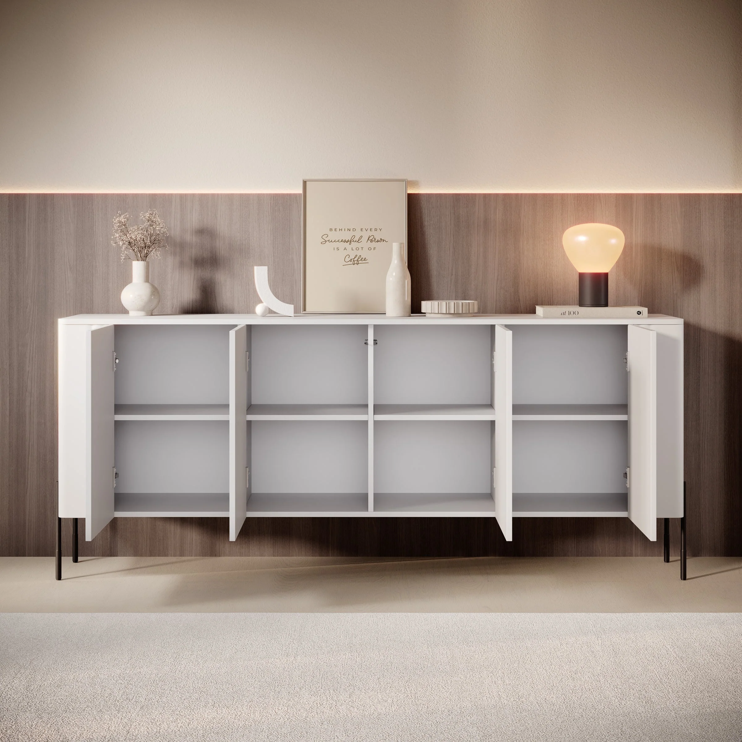 Meubella - Vivi - Dressoir - Wit - 190 cm - Image 3