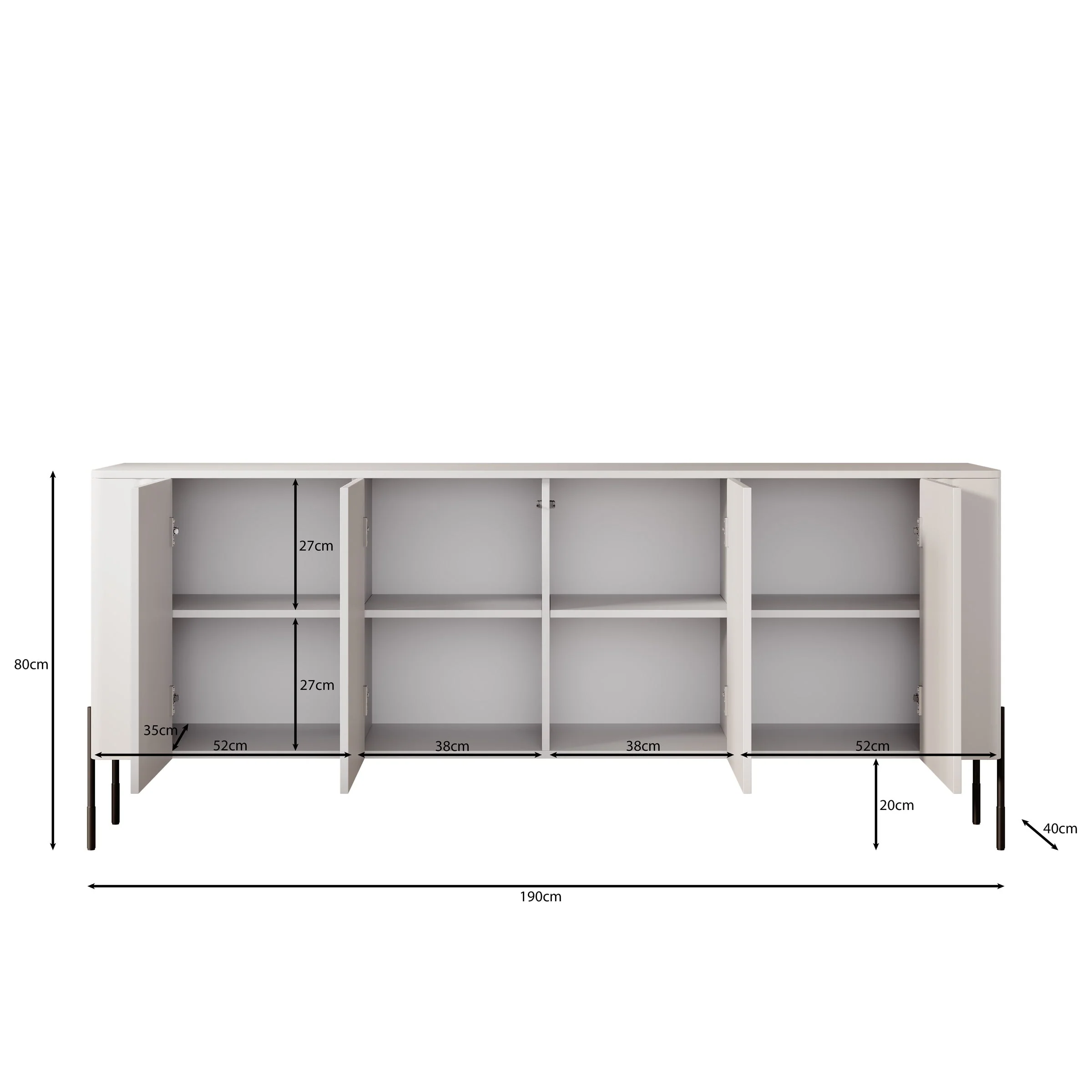 Meubella - Vivi - Dressoir - Wit - 190 cm - Image 6