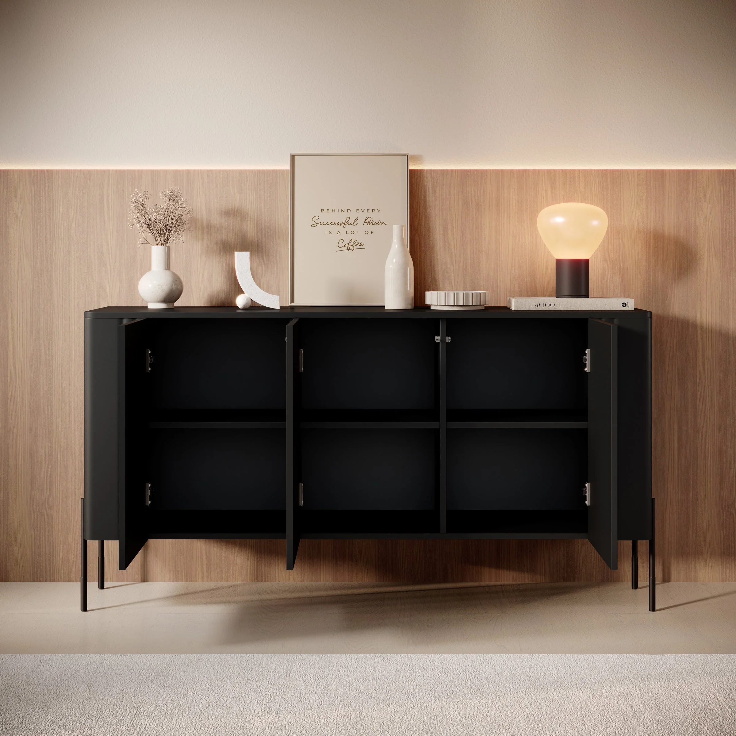 Meubella - Vivi - Dressoir - Zwart - 150 cm - Image 3